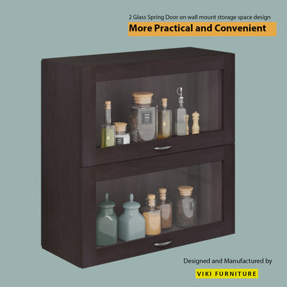 VIKI | Multipurpose Wall Mounted Cabinet with 2 Doors | Storage Solution for Kitchen, Bedroom, Office & Living Room kitchen cabinet VIKI FURNITURE 2 Doors Wenge Hydrlic Gas Lift