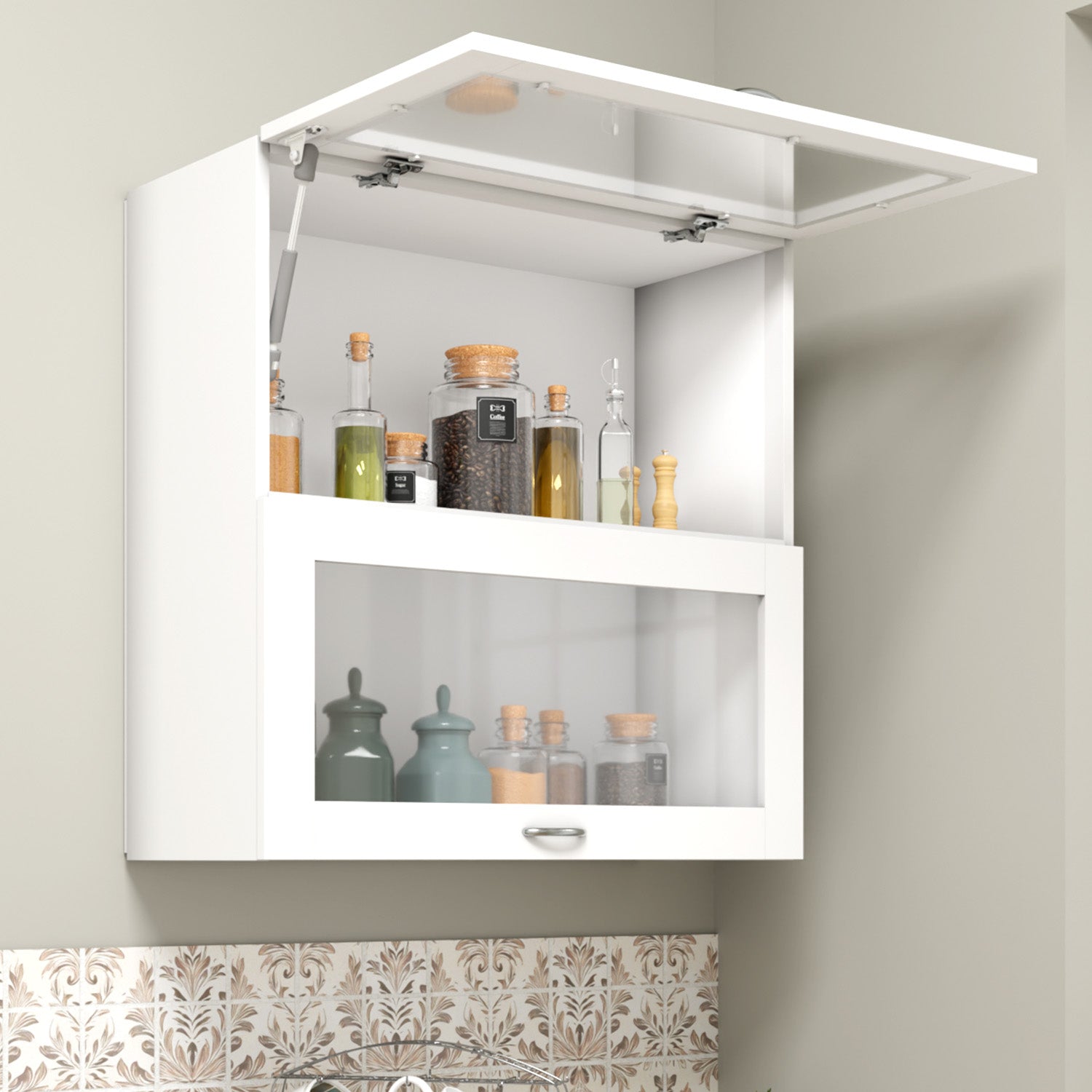 FlipUP | Modular Kitchen | Wall Cabinet - Spring 2 Doors kitchen cabinet VIKI FURNITURE White