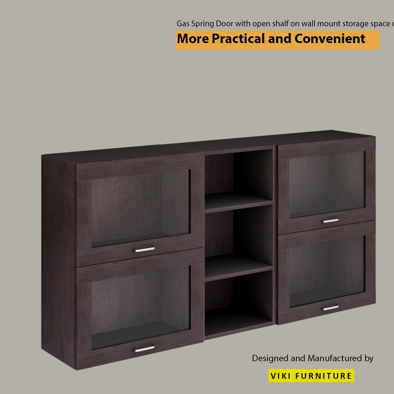 FlipUP | Modular Kitchen | Wall Cabinet - Spring 4 Doors with Open Shelf kitchen cabinet VIKI FURNITURE