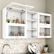 FlipUP | Modular Kitchen | Wall Cabinet - Spring 4 Doors with Open Shelf kitchen cabinet VIKI FURNITURE White