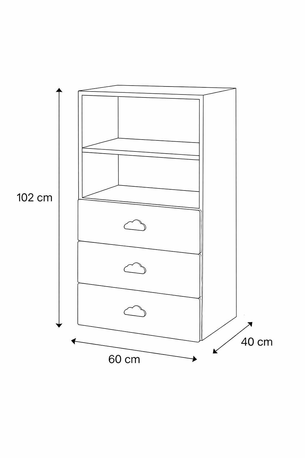 LittleCloud | Book Rack with 3 Drawers Bookcases & Standing Shelves VIKI FURNITURE