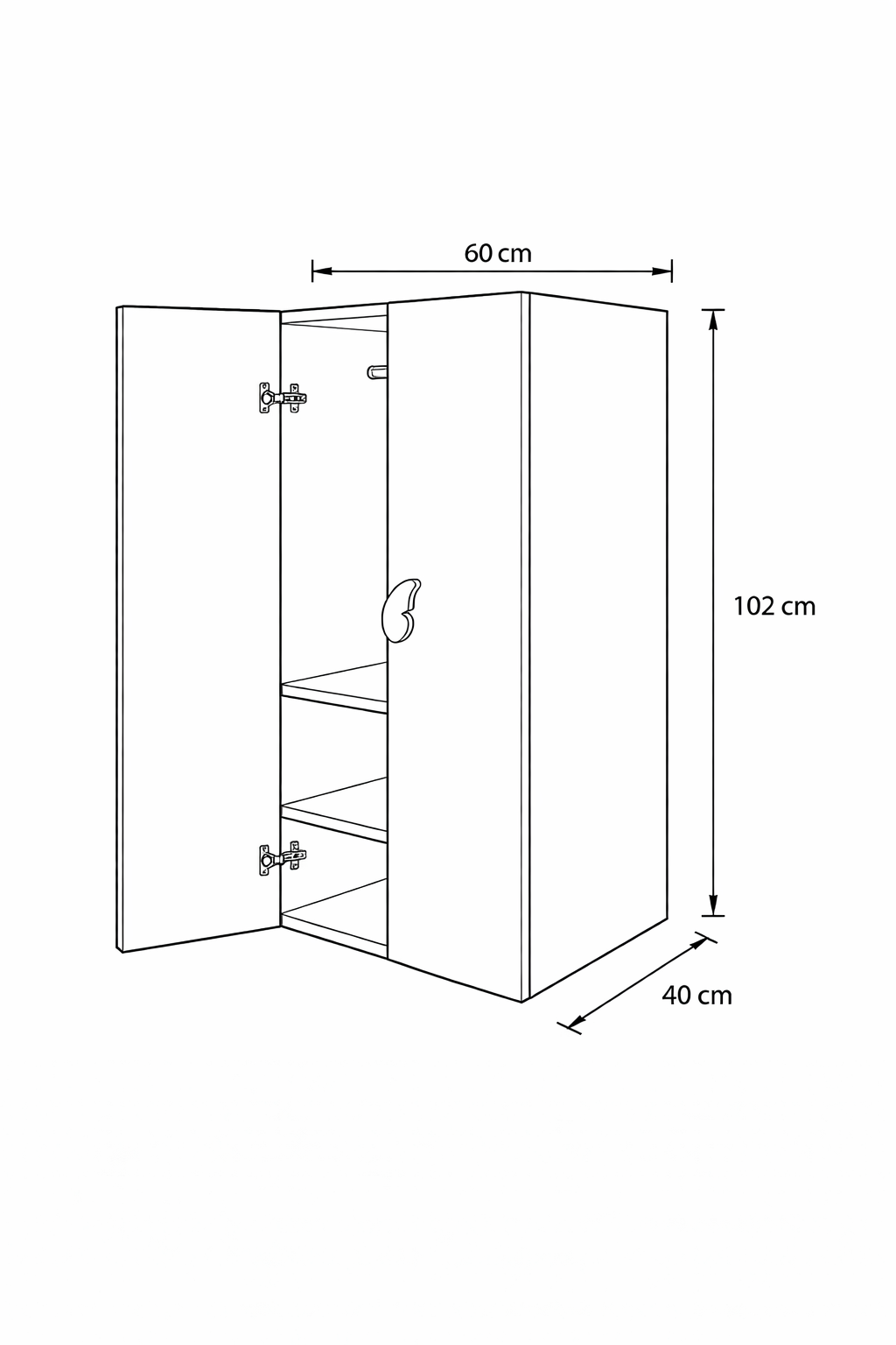LittleCloud | Almirah with 2 Doors with Hanger Rod Kids Wardrobes VIKI FURNITURE