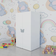 LittleCloud | Almirah with 2 Doors Kids Wardrobes VIKI FURNITURE White