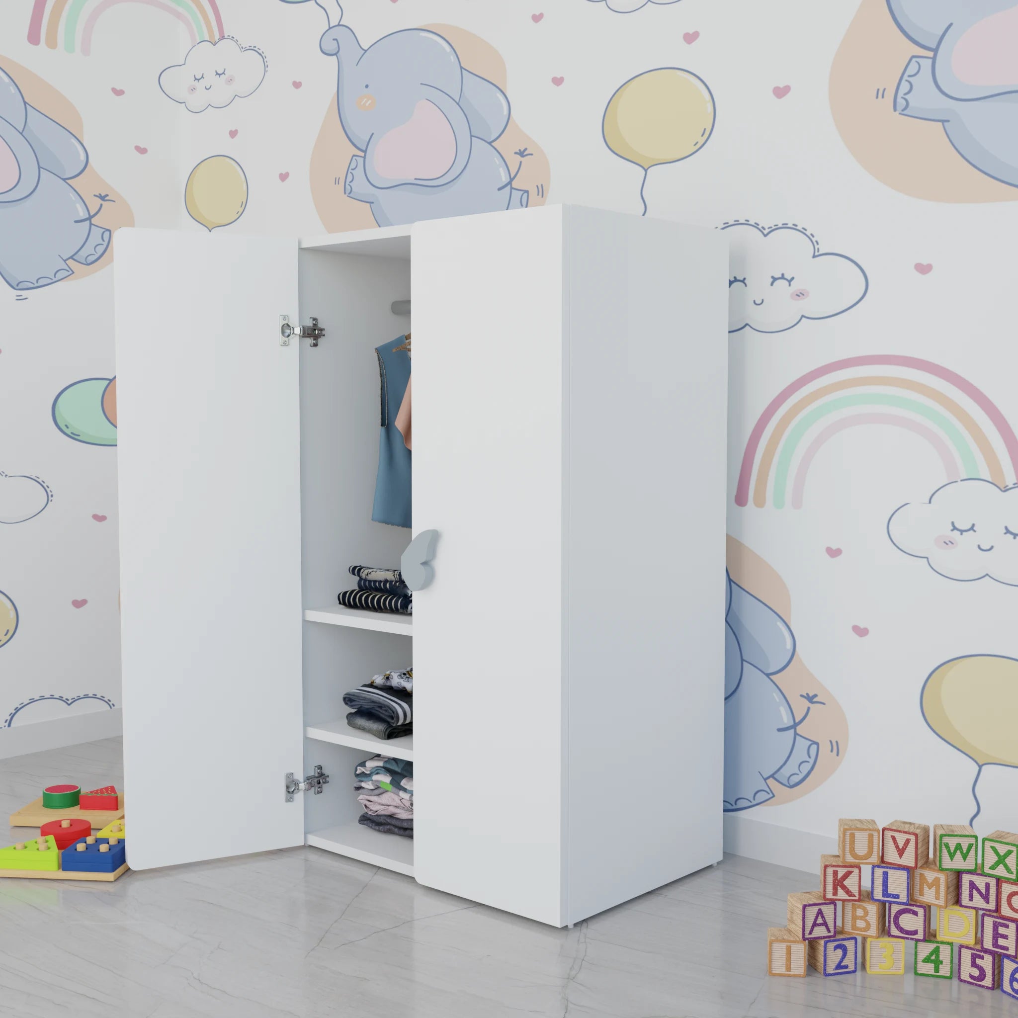 LittleCloud | Almirah with 2 Doors with Hanger Rod Kids Wardrobes VIKI FURNITURE