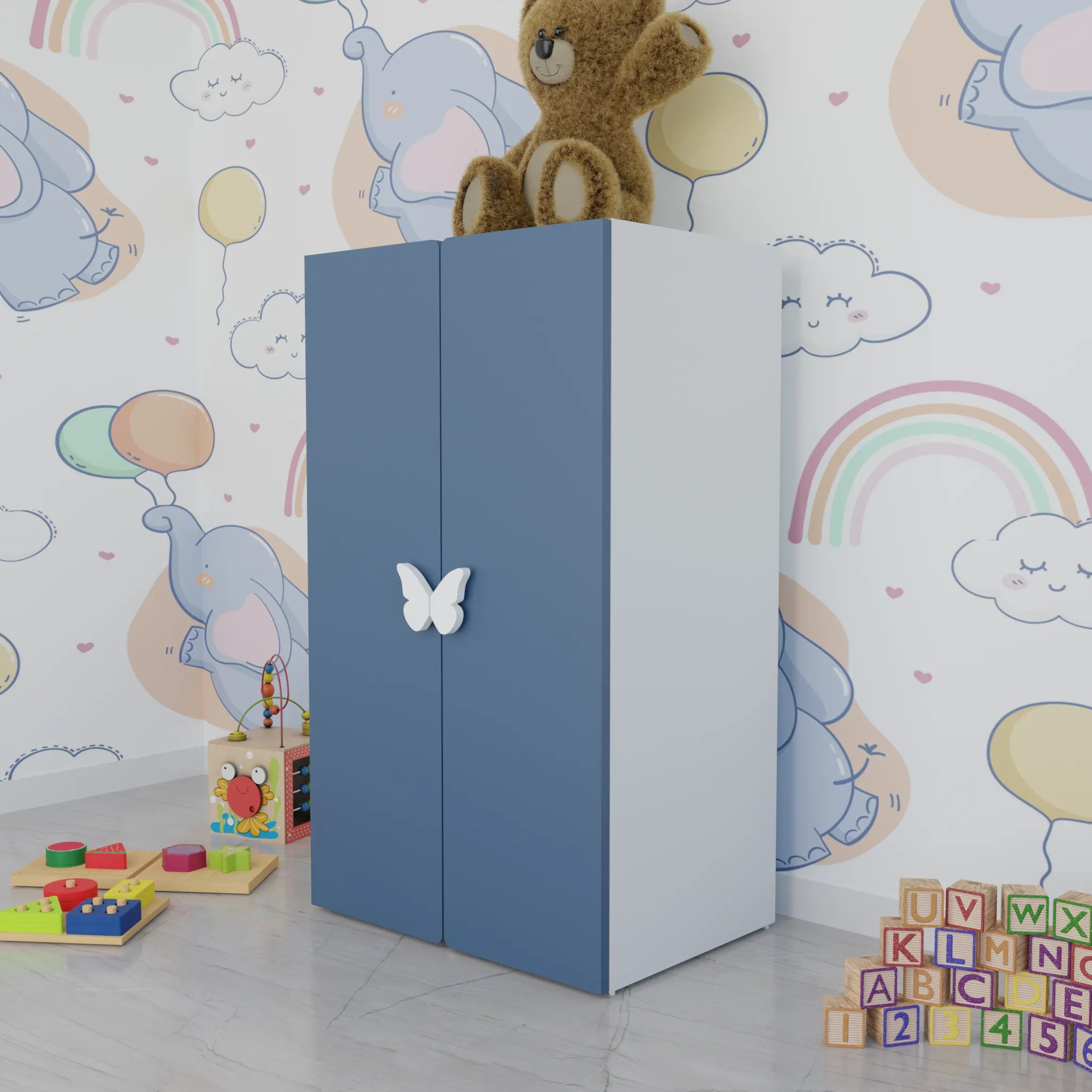 LittleCloud | Almirah with 2 Doors Kids Wardrobes VIKI FURNITURE Blue