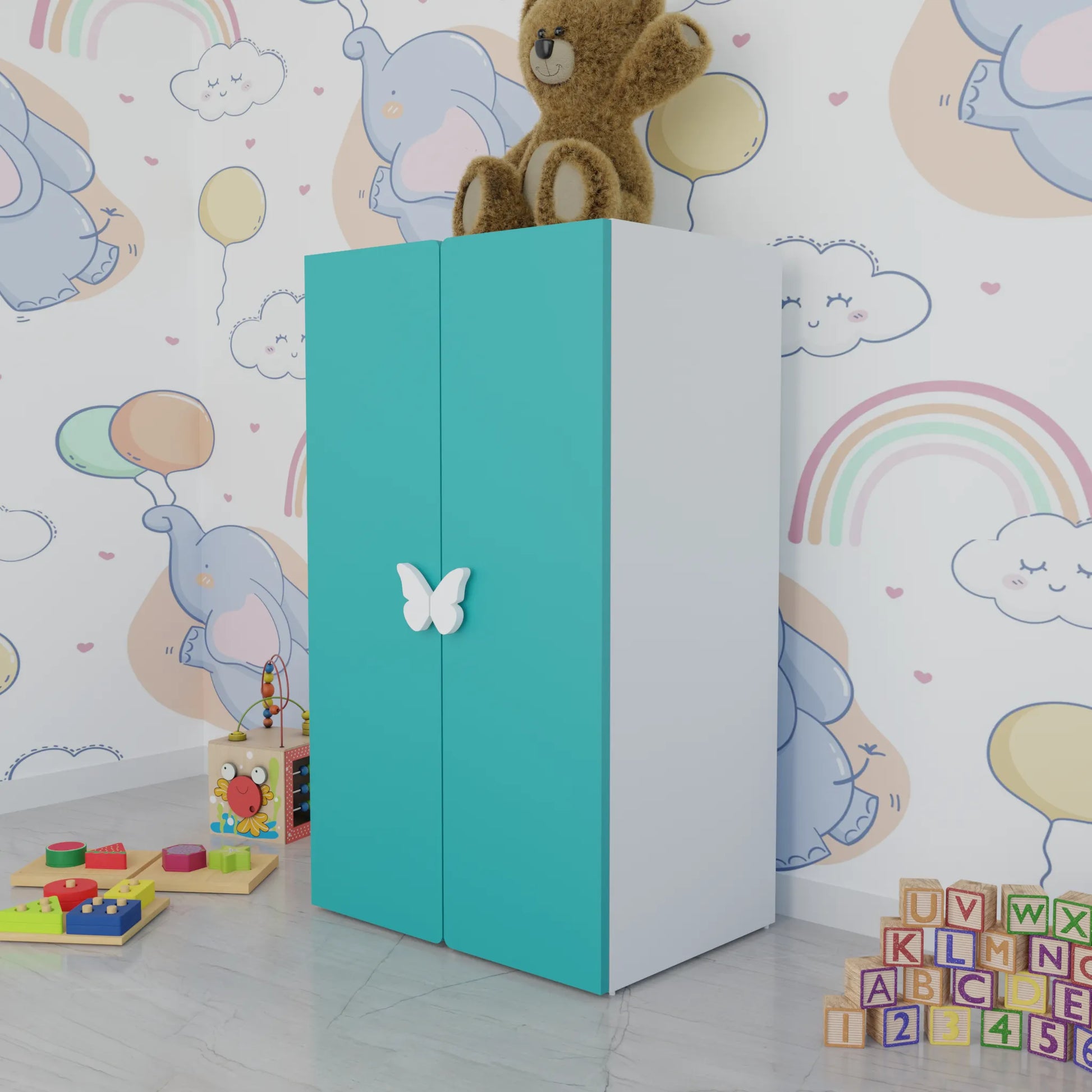 LittleCloud | Almirah with 2 Doors Kids Wardrobes VIKI FURNITURE Green