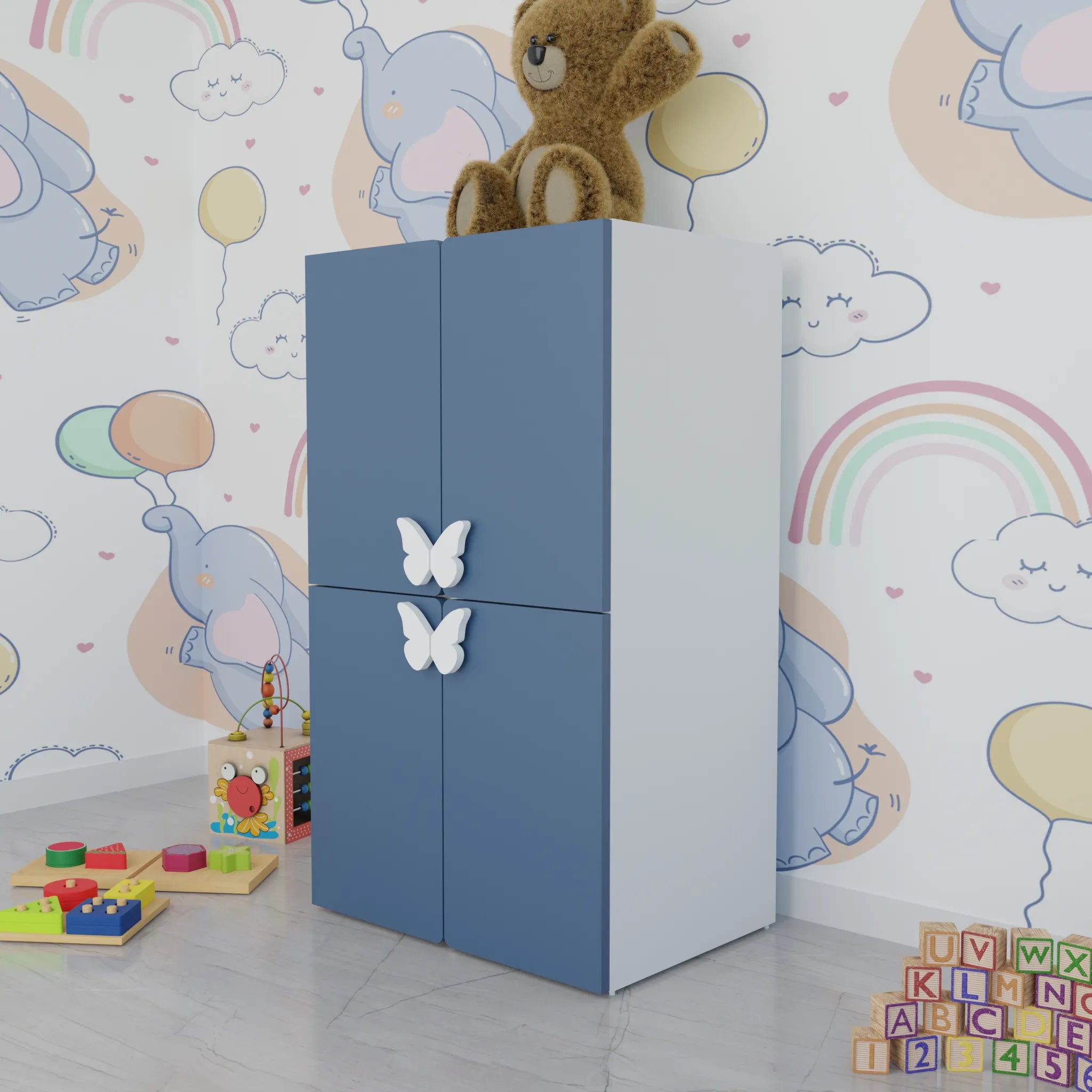 LittleCloud | Almirah with 4 Doors Kids Wardrobes VIKI FURNITURE