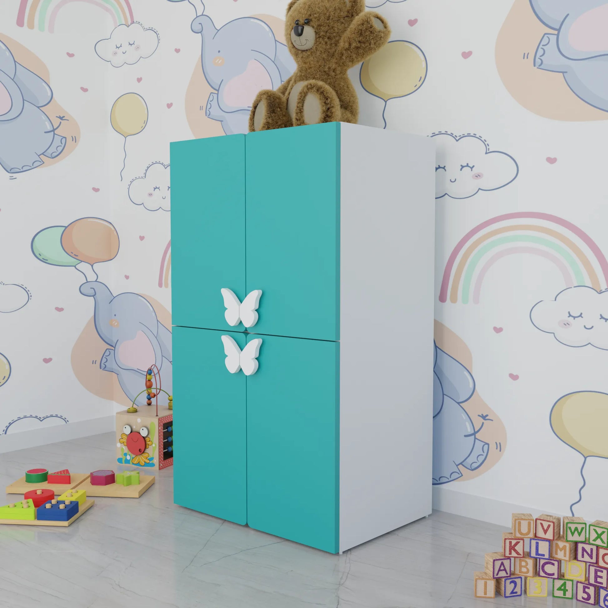 LittleCloud | Almirah with 4 Doors Kids Wardrobes VIKI FURNITURE