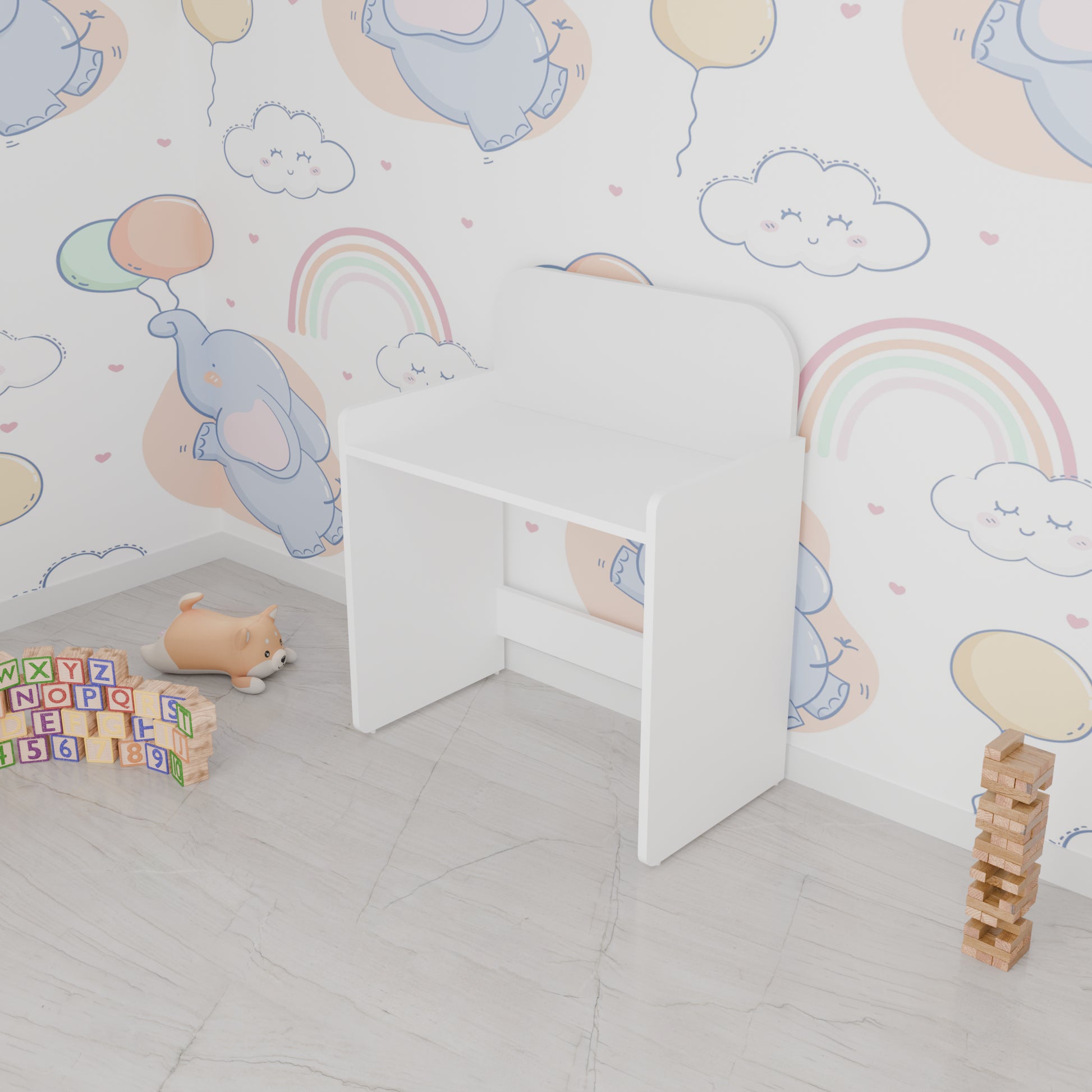 LittleLearners | Study Table | Rectangle Shape Study Table VIKI FURNITURE White