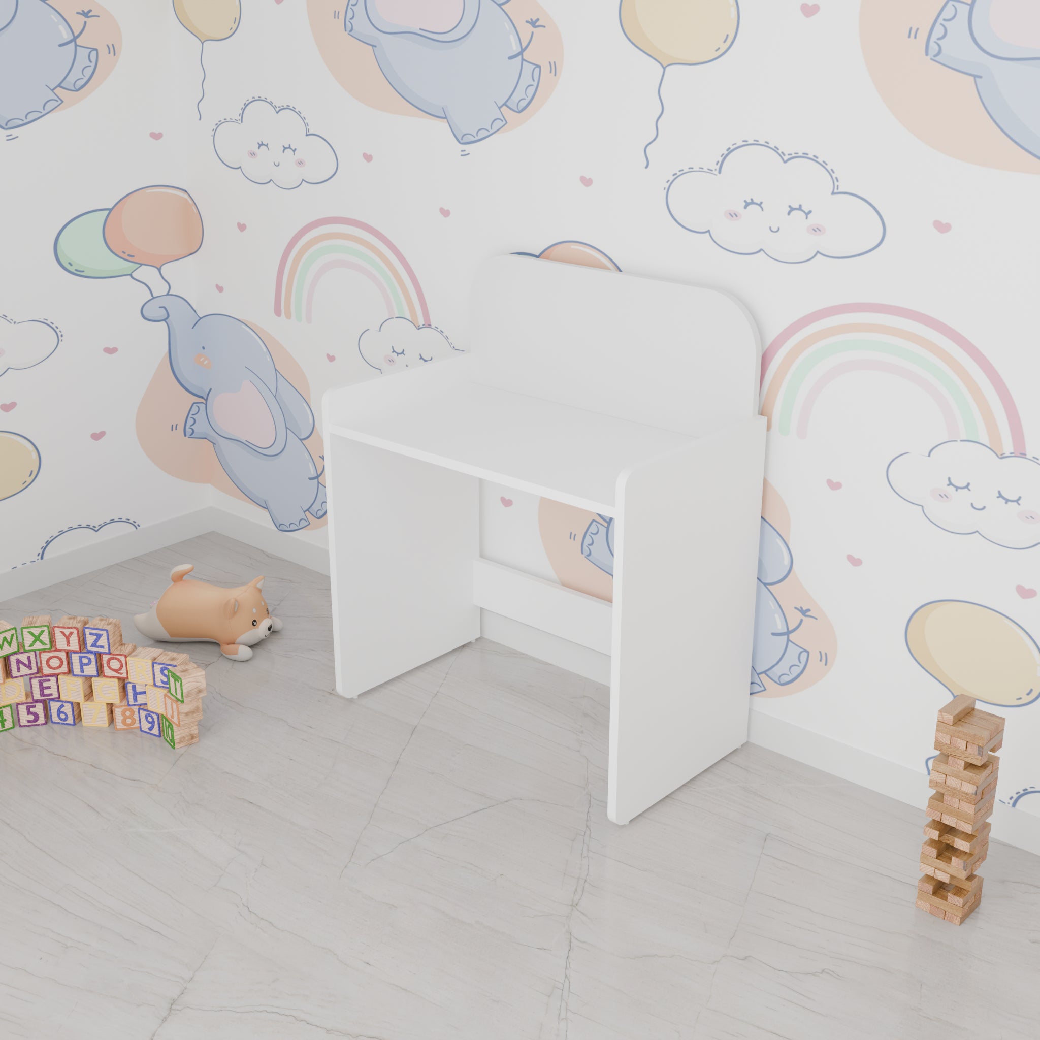 LittleLearners | Study Table | Rectangle Shape Study Table VIKI FURNITURE White