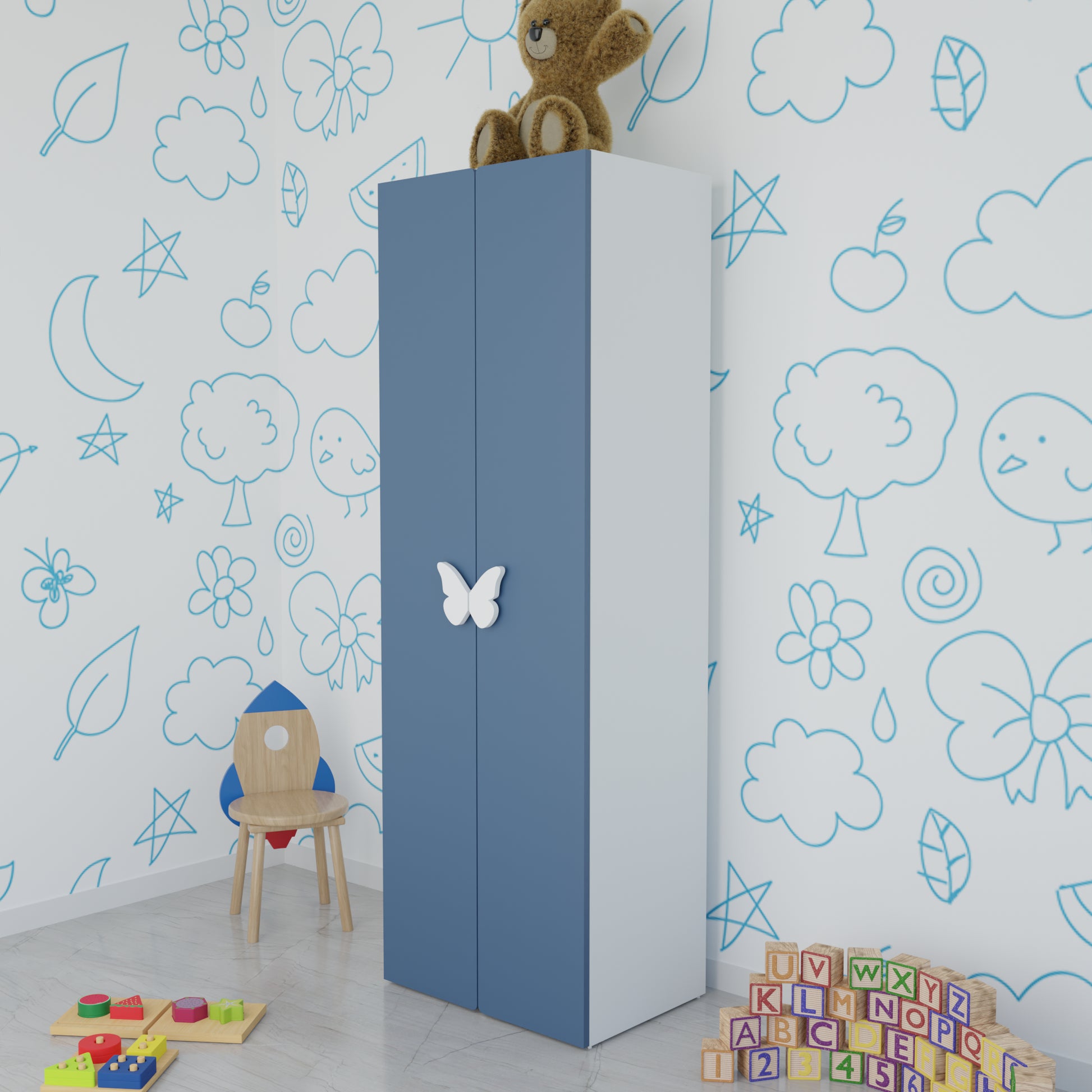 LittleCloud | Almirah with 2 Doors, Hanger Space Kids Wardrobes VIKI FURNITURE