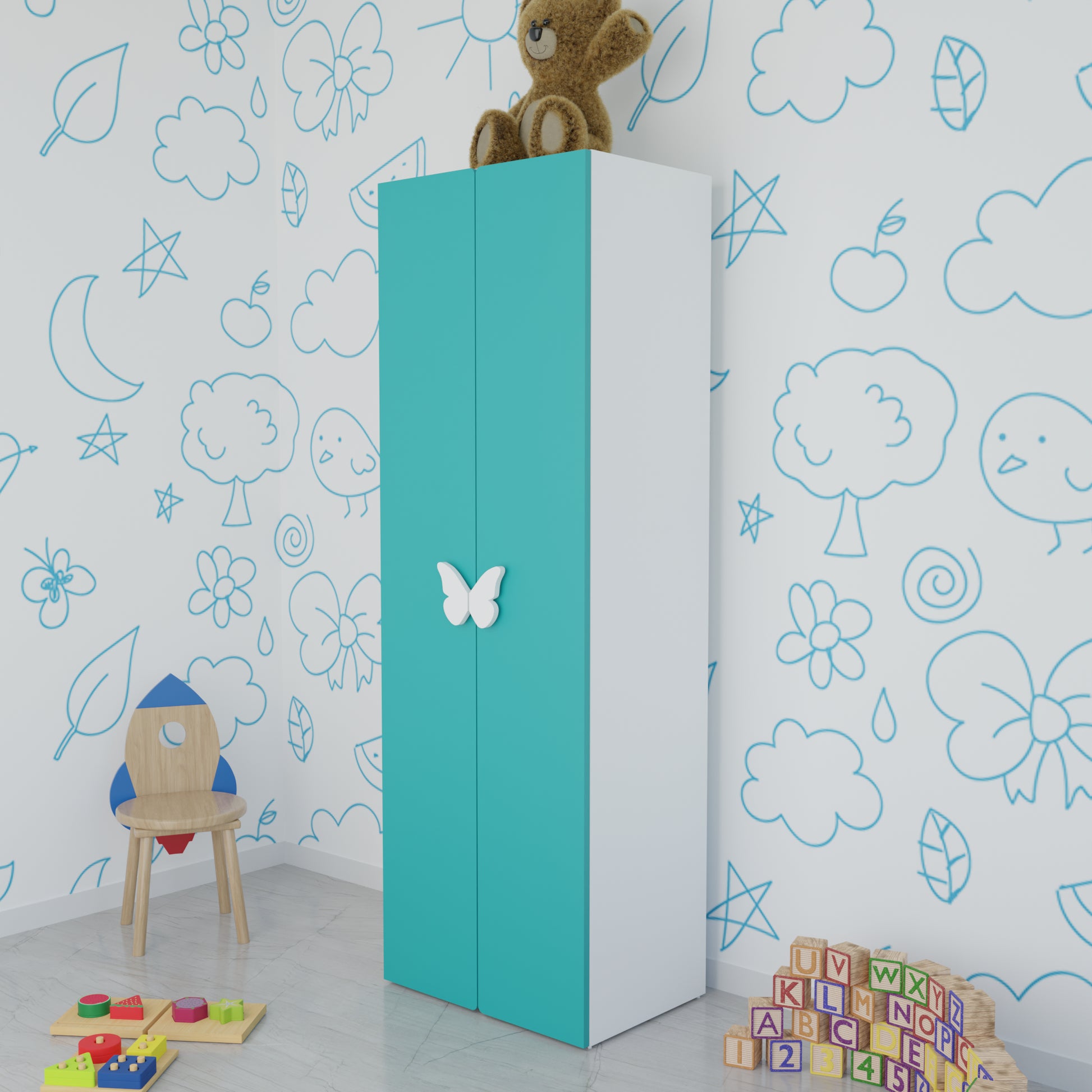LittleCloud | Almirah with 2 Doors, Hanger Space Kids Wardrobes VIKI FURNITURE