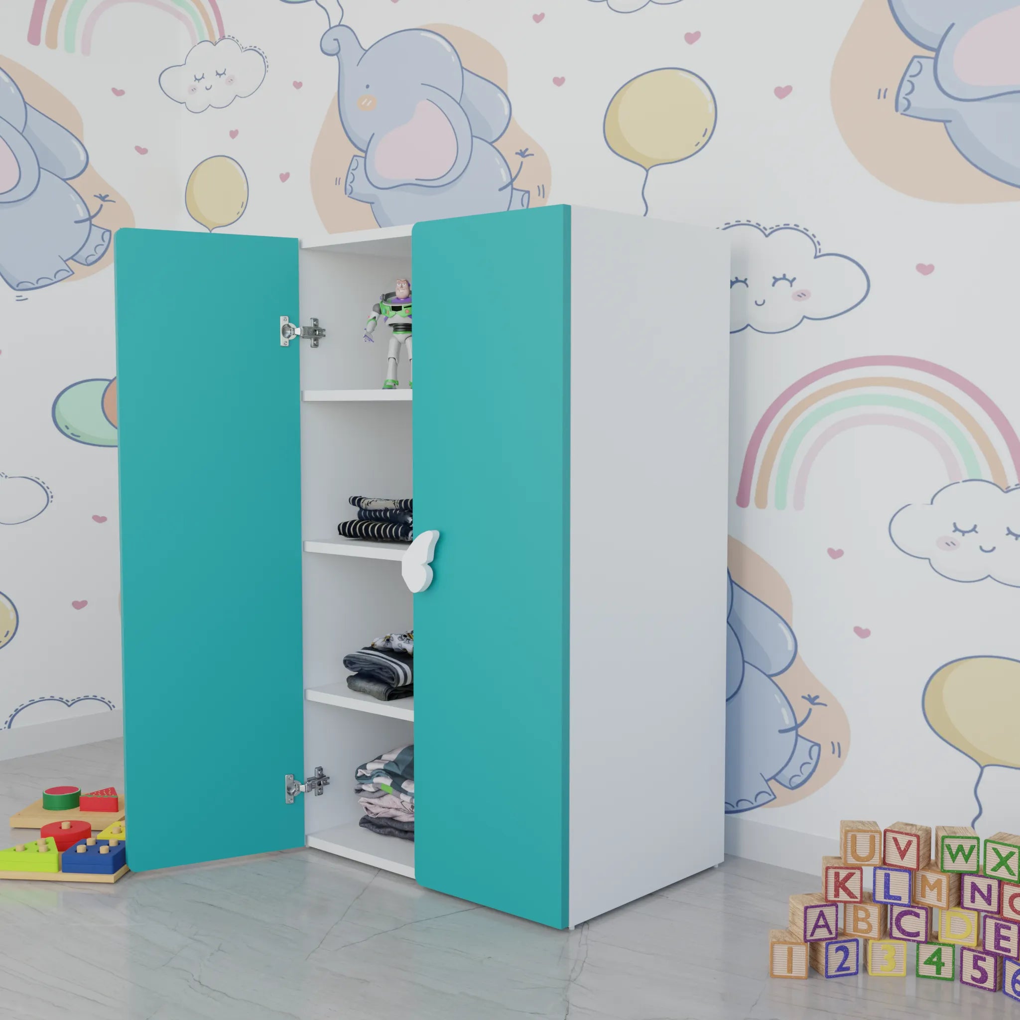 LittleCloud | Almirah with 2 Doors Kids Wardrobes VIKI FURNITURE