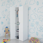 LittleCloud | Almirah with 2 Doors, Hanger Space Kids Wardrobes VIKI FURNITURE White