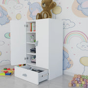 LittleCloud | Almirah with 2 Doors, Drawer Unit Kids Wardrobes VIKI FURNITURE White