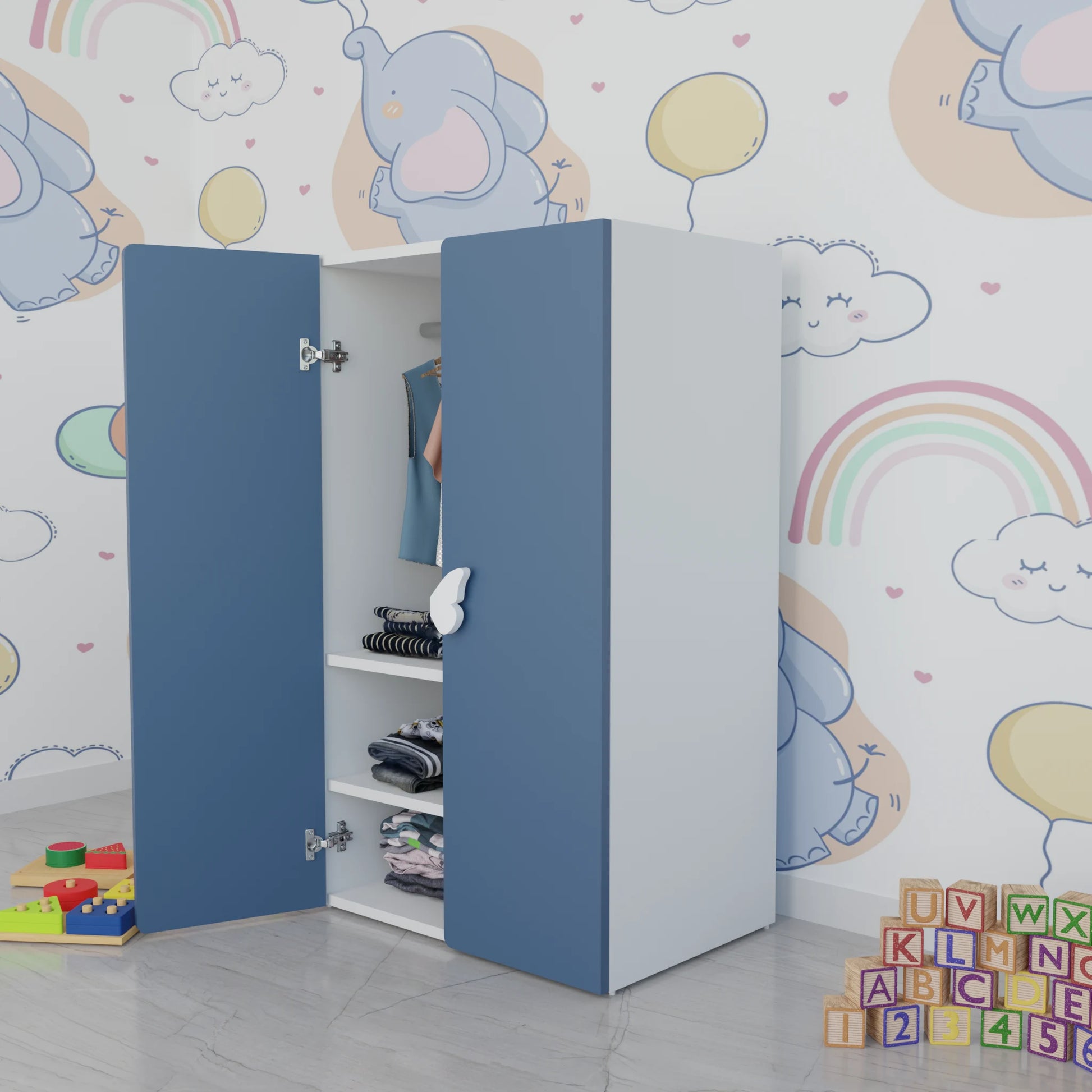 LittleCloud | Almirah with 2 Doors with Hanger Rod Kids Wardrobes VIKI FURNITURE