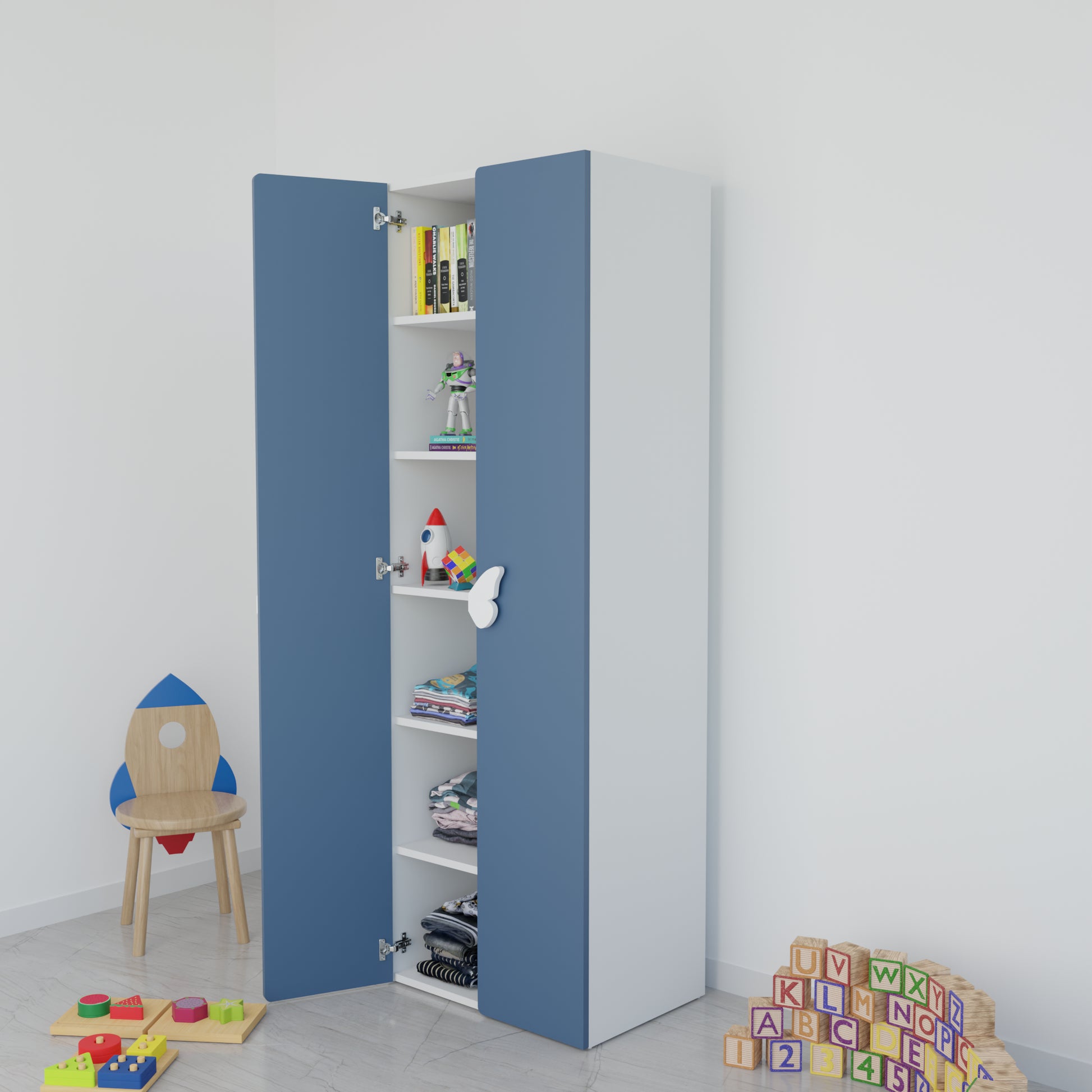LittleCloud | Almirah with 2 Doors Kids Wardrobes VIKI FURNITURE Blue