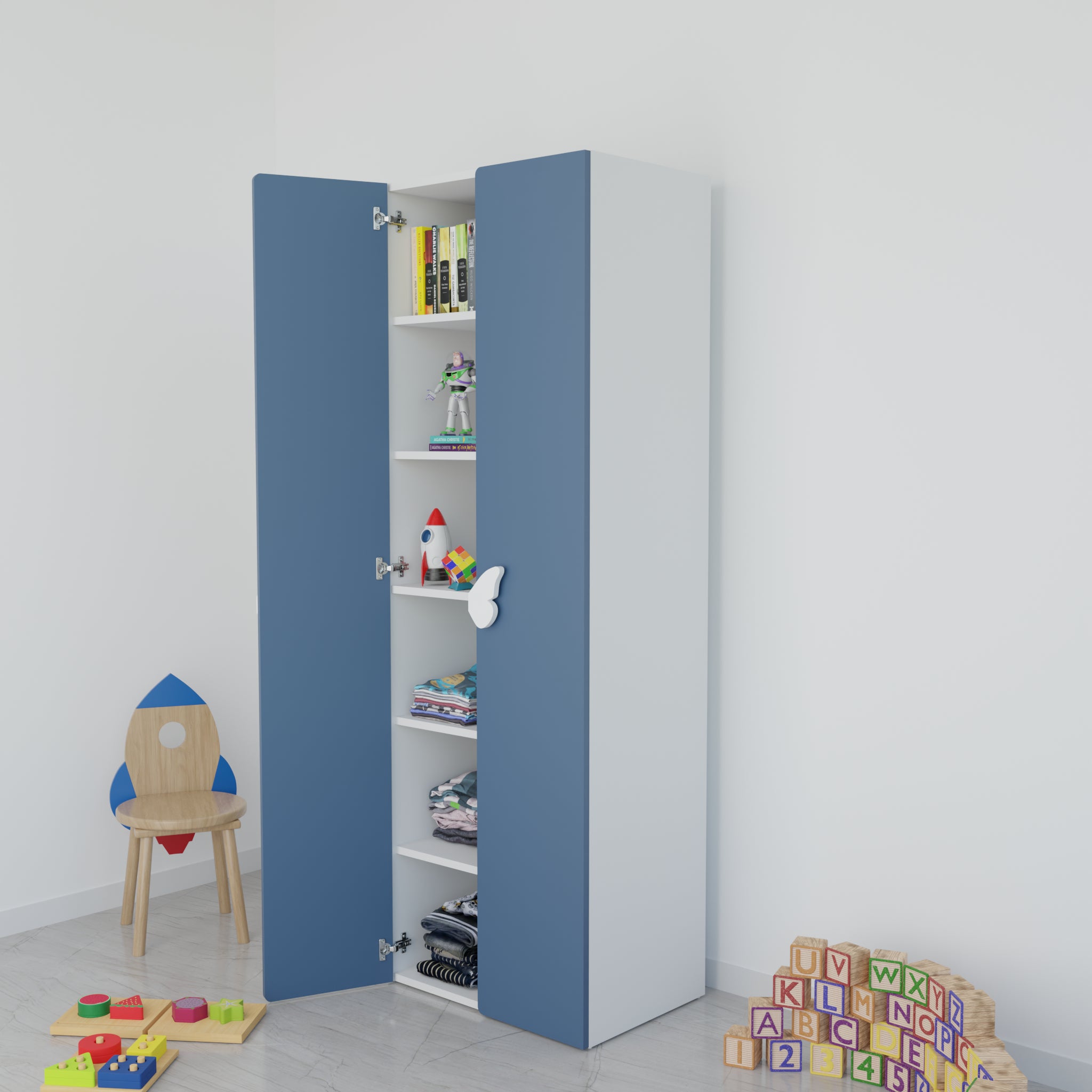 LittleCloud | Almirah with 2 Doors Kids Wardrobes VIKI FURNITURE Blue