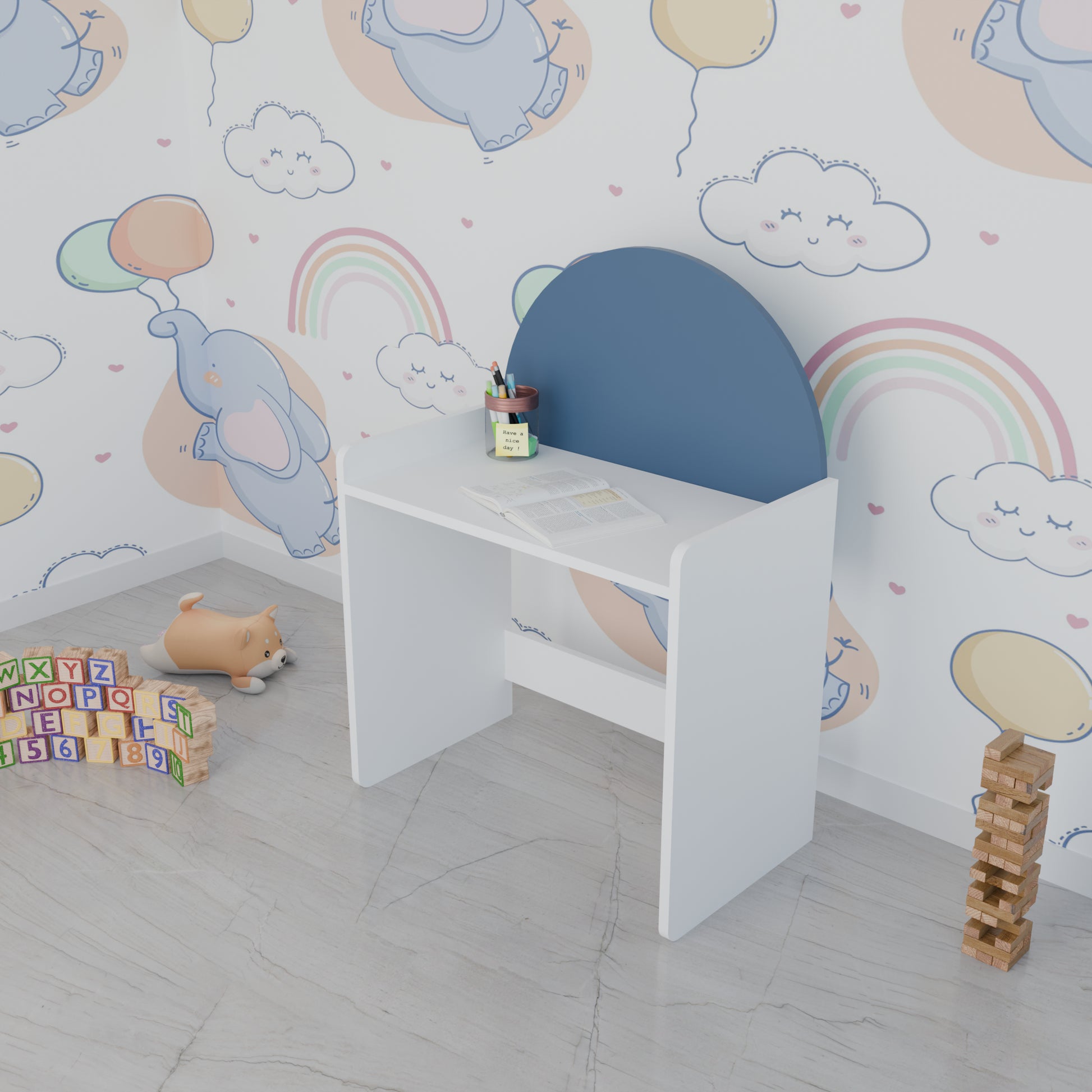 LittleLearners | Study Table | Semi Shape Study Table VIKI FURNITURE Blue