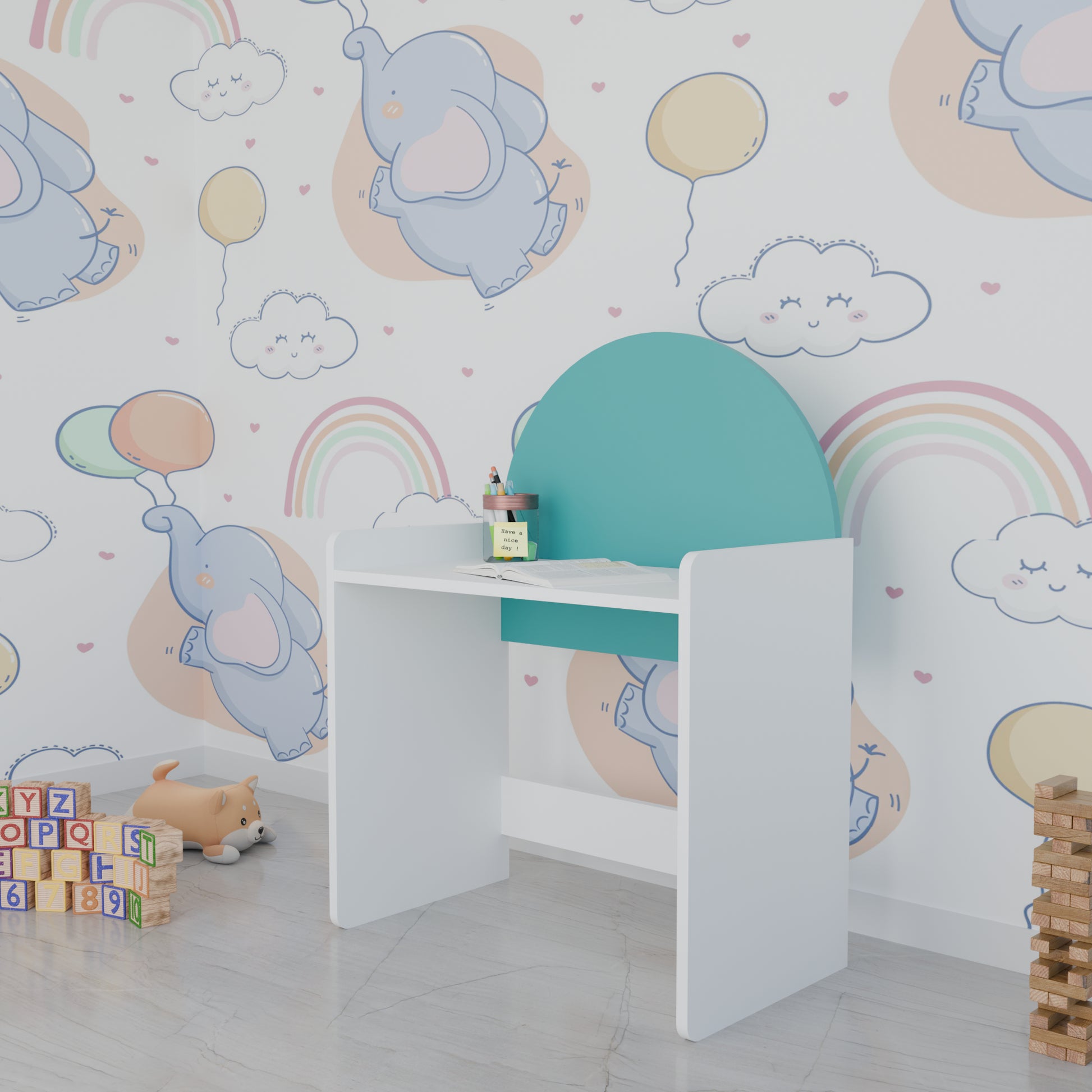 LittleLearners | Study Table | Semi Shape Study Table VIKI FURNITURE Green