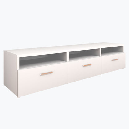 VIKI TV Unit with 3 Drawer  and  Wall Cabinet  Size :180cmsx40cmsx38cms ( Frosty White)
