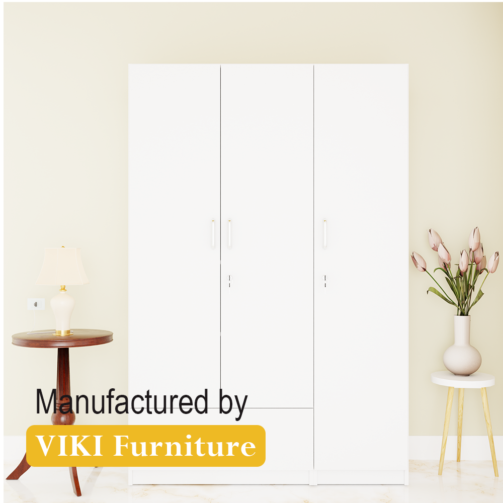 VIKI | Almirah for 3 Door Wardrobe with 1 Drawer & Hanging Space( 40D x 120W x 180.8H) Wardrobes VIKI FURNITURE