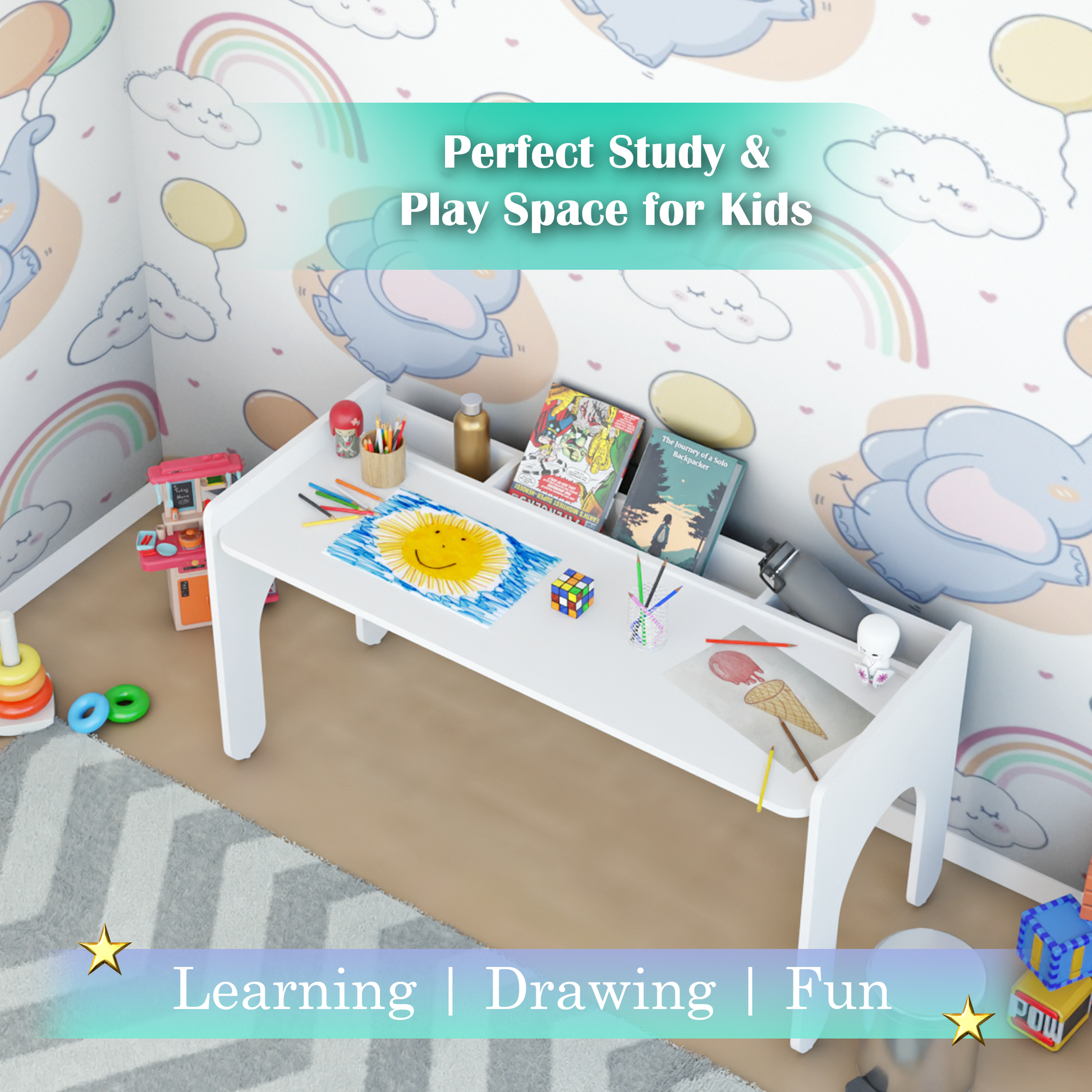 LittleLearners | Study Table | 2 Kids Study Table VIKI FURNITURE