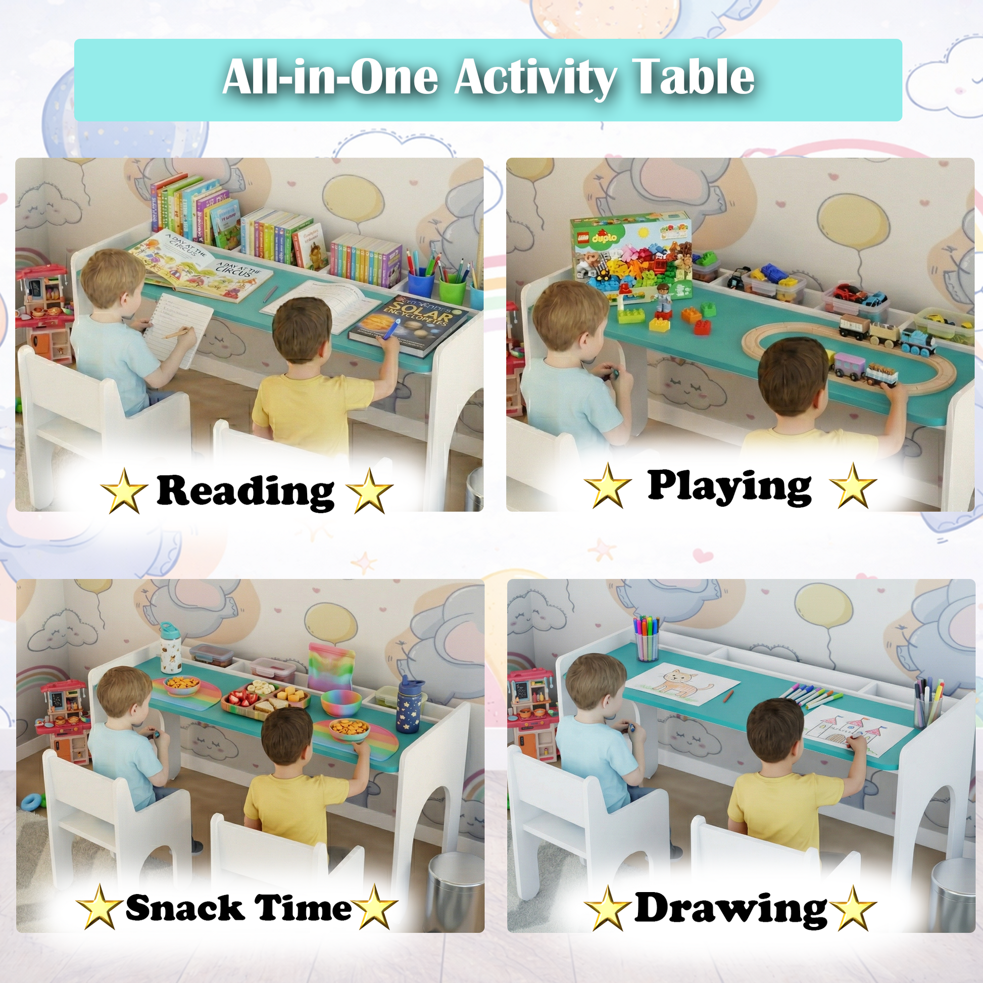 LittleLearners | Study Table | 2 Kids Study Table VIKI FURNITURE