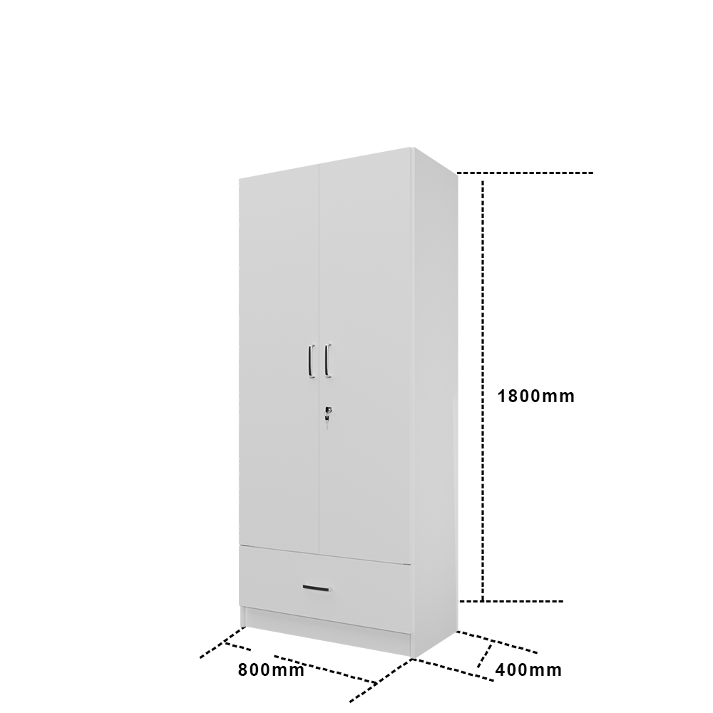 VIKI | Almirah for 2 Door Wardrobe with 1 Drawer & Hanging Space( 40D x 80W x 180.8H) Wardrobes VIKI FURNITURE