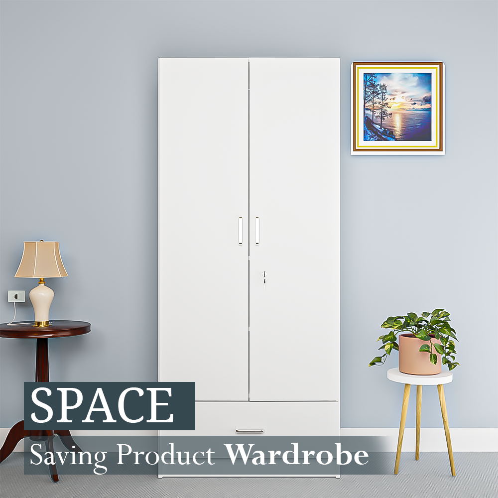 VIKI | Almirah for 2 Door Wardrobe with 1 Drawer & Hanging Space( 40D x 80W x 180.8H) Wardrobes VIKI FURNITURE