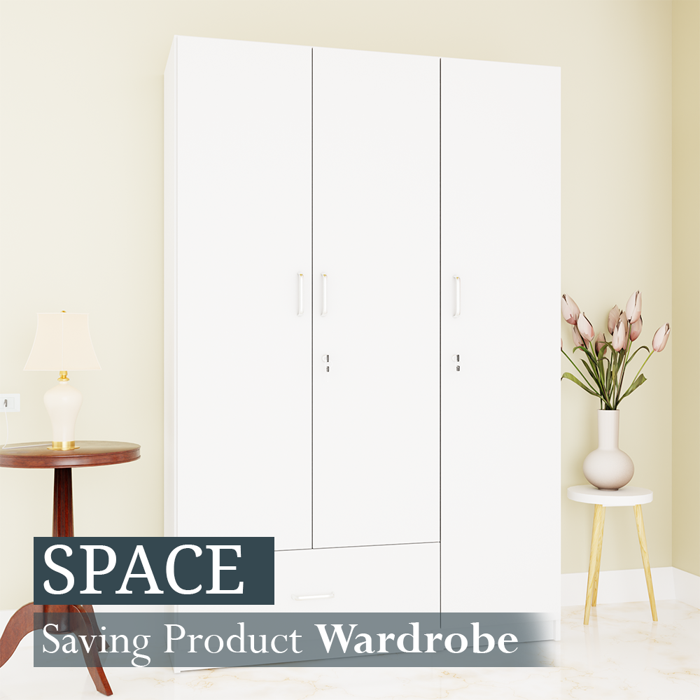 VIKI | Almirah for 3 Door Wardrobe with 1 Drawer & Hanging Space( 40D x 120W x 180.8H) Wardrobes VIKI FURNITURE
