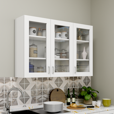 Traksha | Modular Kitchen | Wall Cabinet - 3 Glass Doors