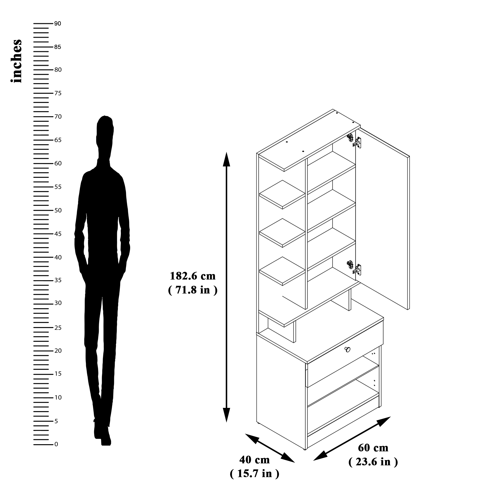Dressing Table with Mirror Door | Door | Drawer & Open Shelves Dressing Table VIKI FURNITURE