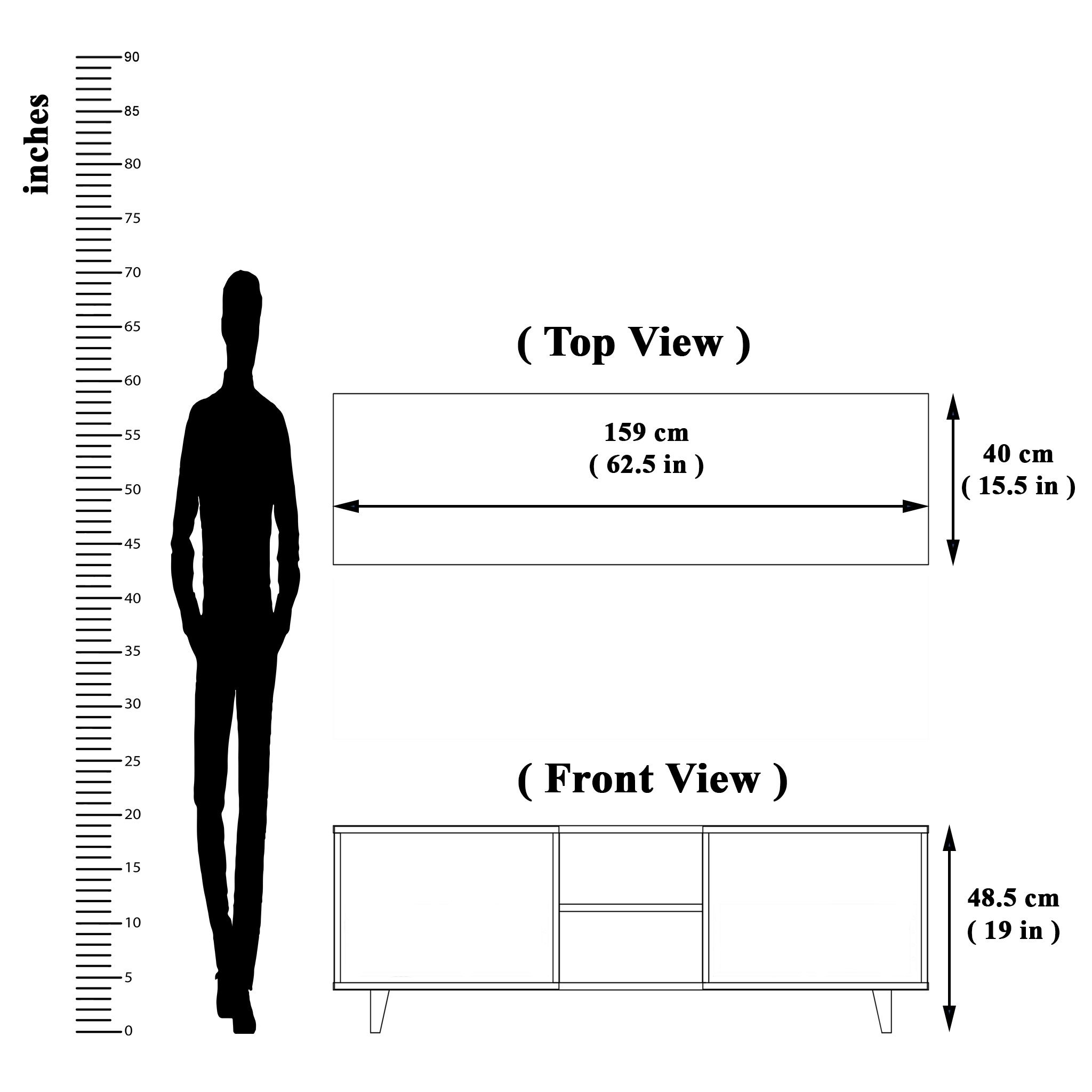 TV Unit | 2 Doors, Open Shelves | Single Color TV & Entertainment Unit VIKI FURNITURE