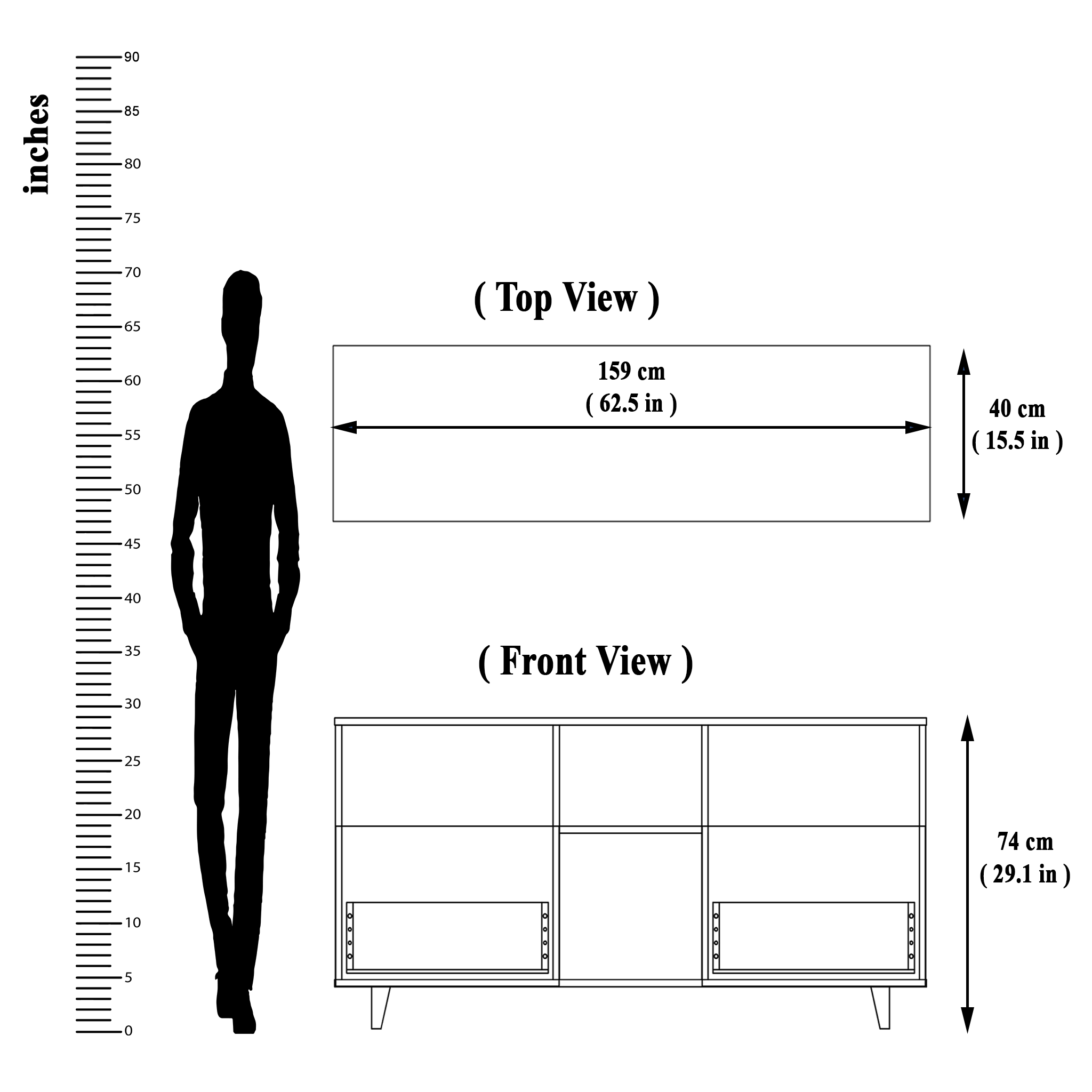 TV unit | 2 Drawers, Shelf & Open Shelves | Single Color TV & Entertainment Unit VIKI FURNITURE
