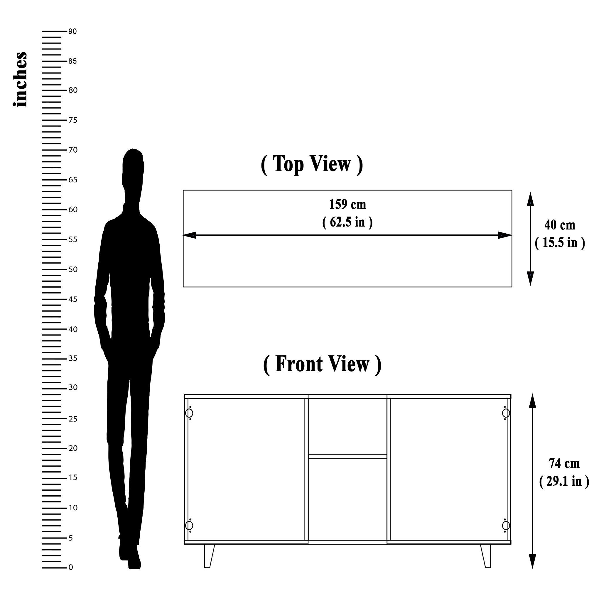 TV Unit | 2 Doors, Open Shelves | Single Color TV & Entertainment Unit VIKI FURNITURE