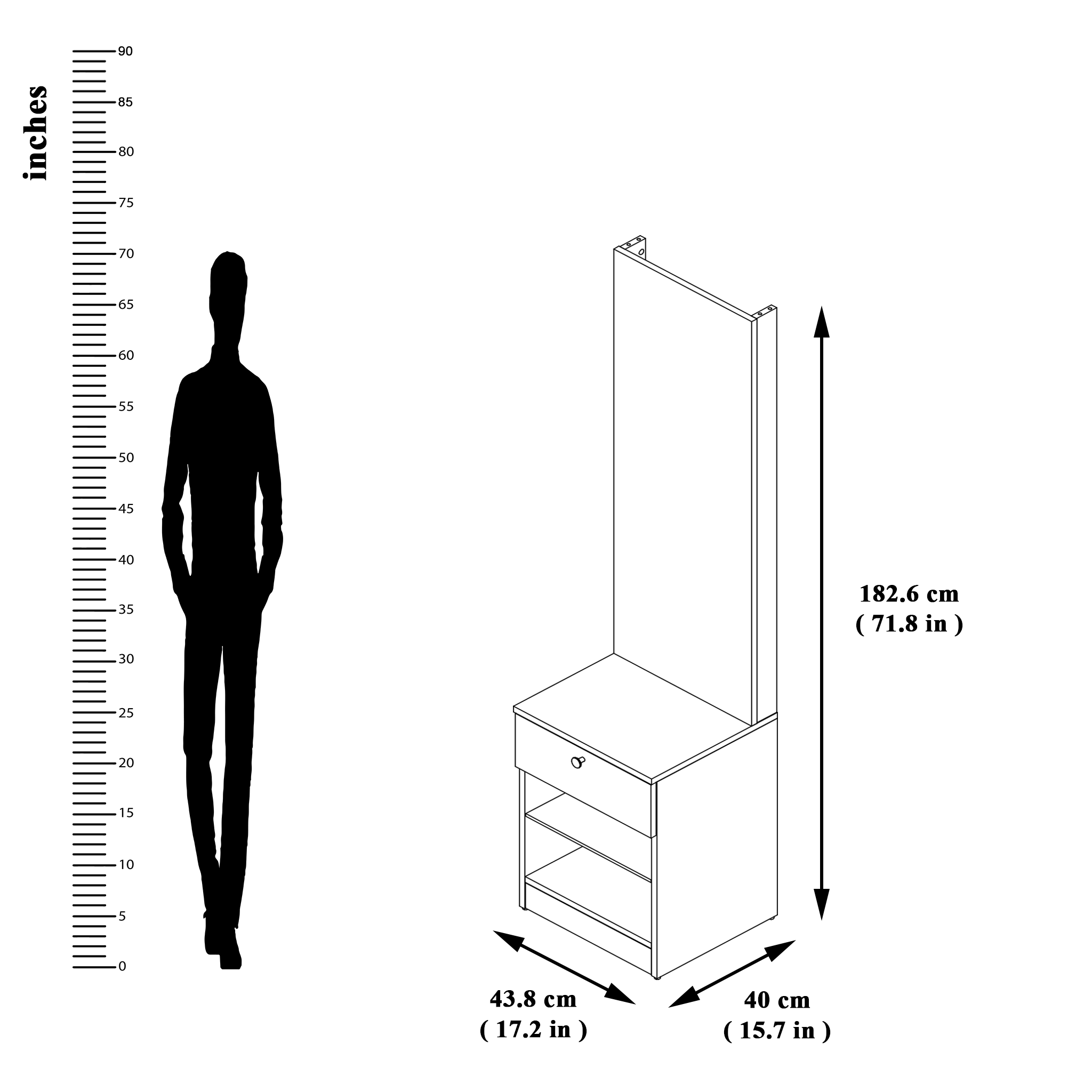 Dressing Table with Mirror Door | Drawer & Open Shelves Dressing Table VIKI FURNITURE