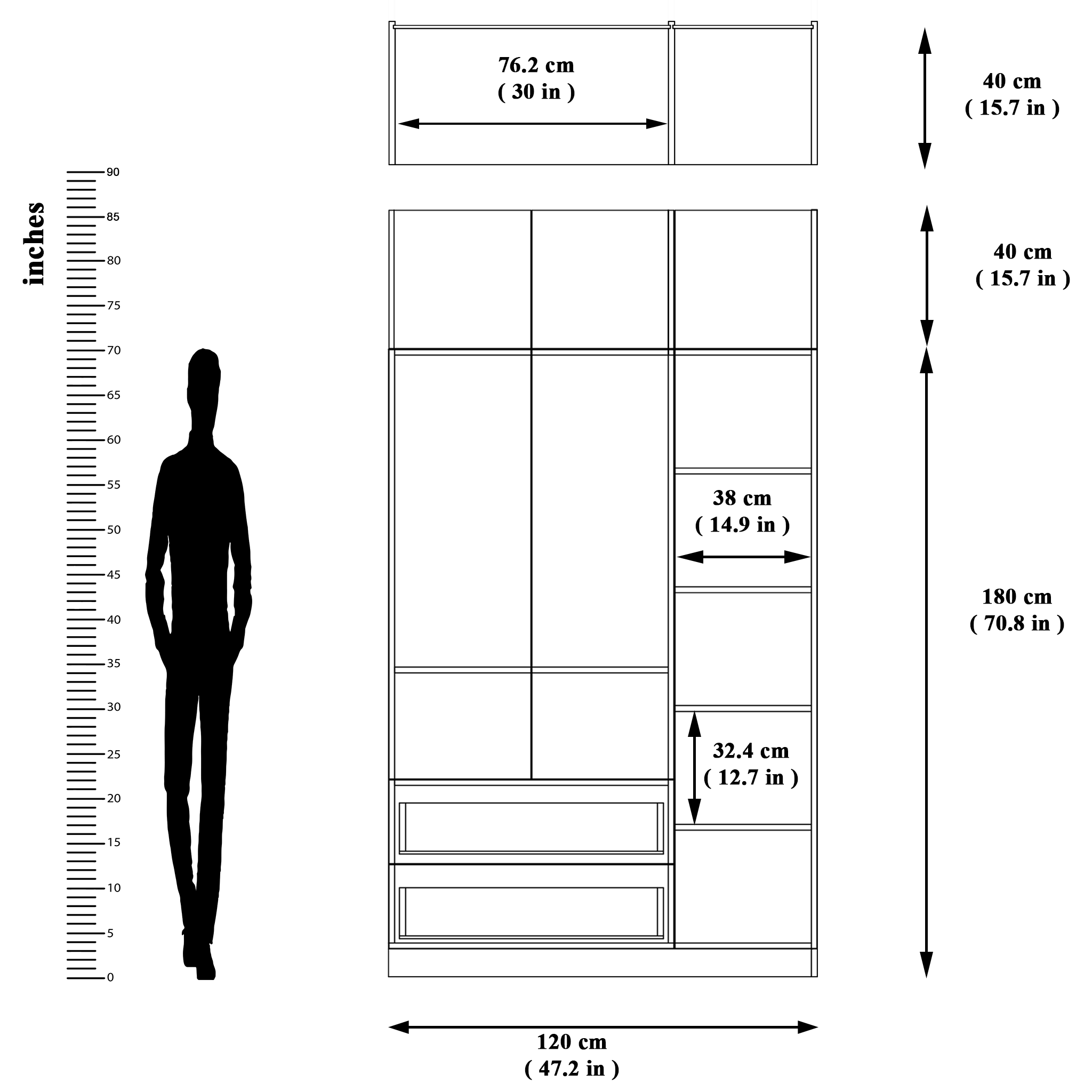 AVIRA |Wardrobe with Mirror, Hinged | 3 Door, 2 Drawer with loft Wardrobes VIKI FURNITURE   