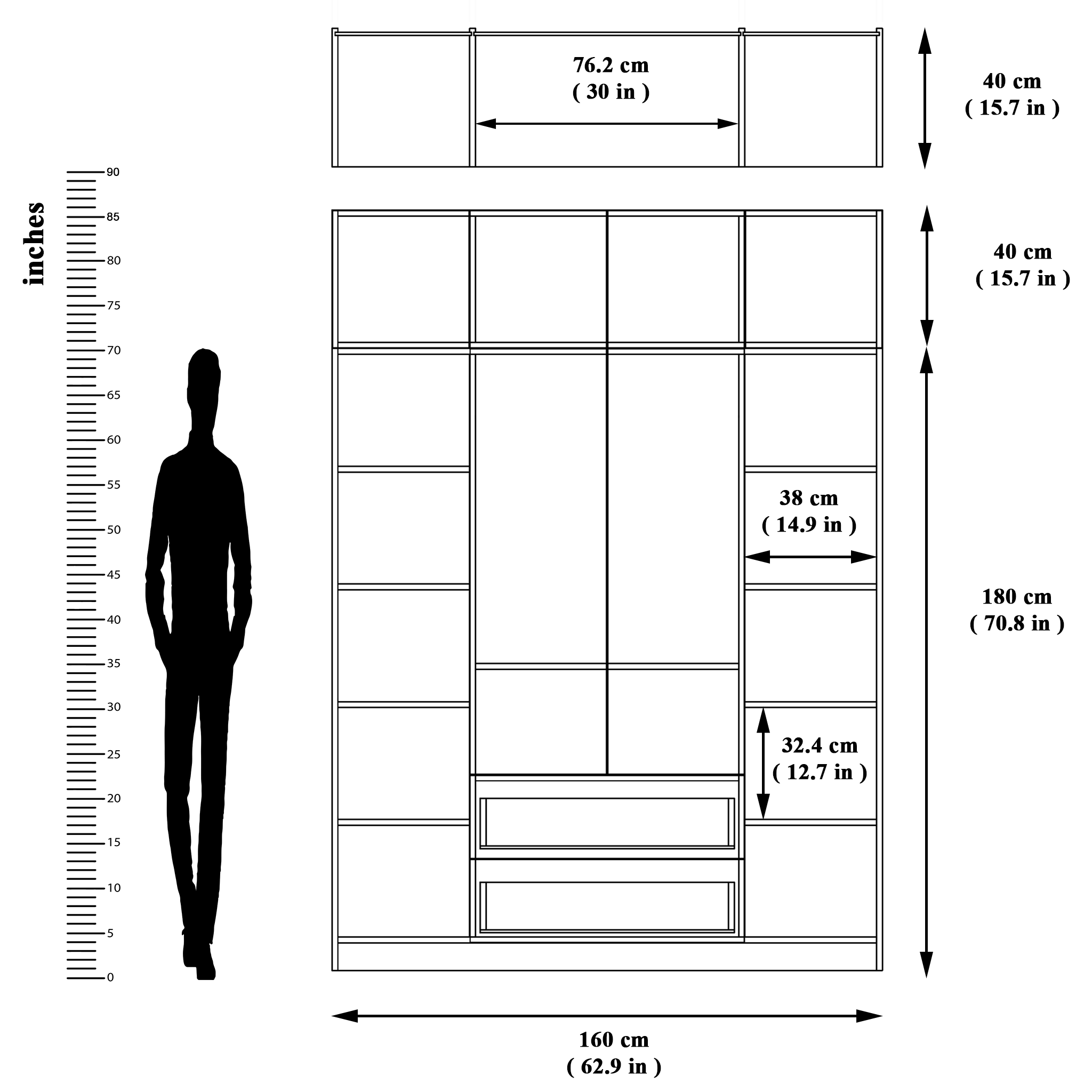 AVIRA |Wardrobe , Hinged | 4 Door, 2 Drawer with loft Wardrobes VIKI FURNITURE   