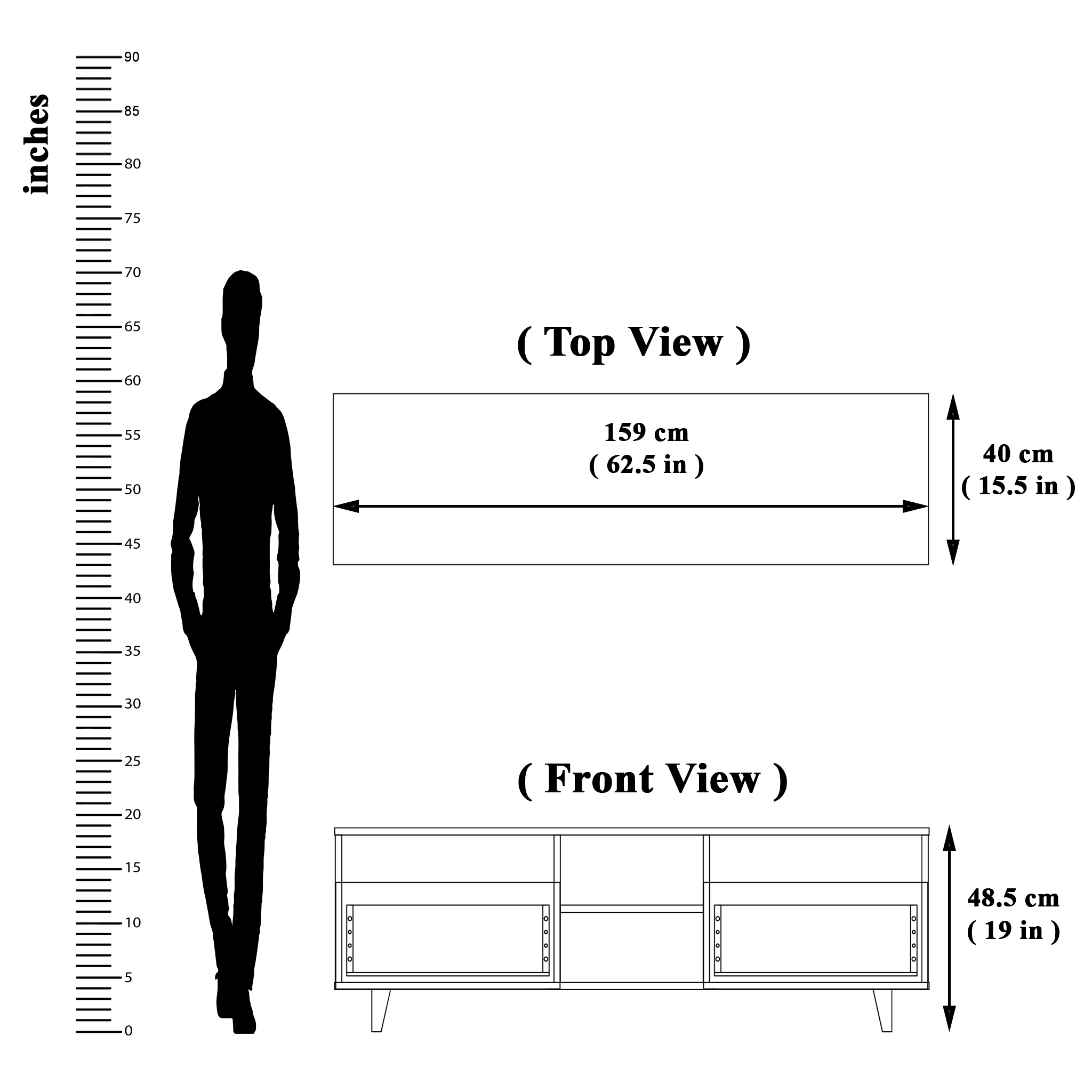 TV Unit | 2 Drawers, Open Shelves | Single Color TV & Entertainment Unit VIKI FURNITURE