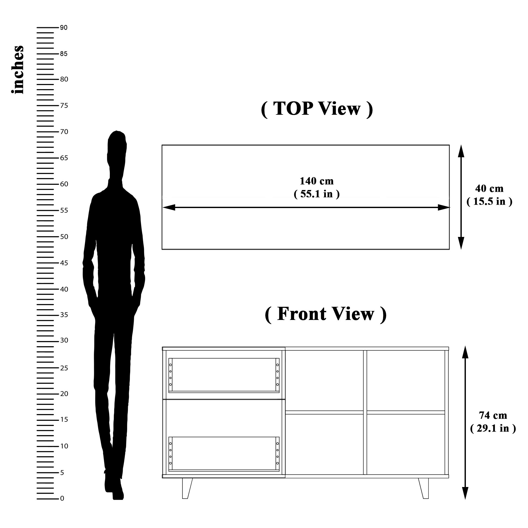 TV Unit | 2 Drawers, Shelf & Open Shelves | Single Color TV & Entertainment Unit VIKI FURNITURE