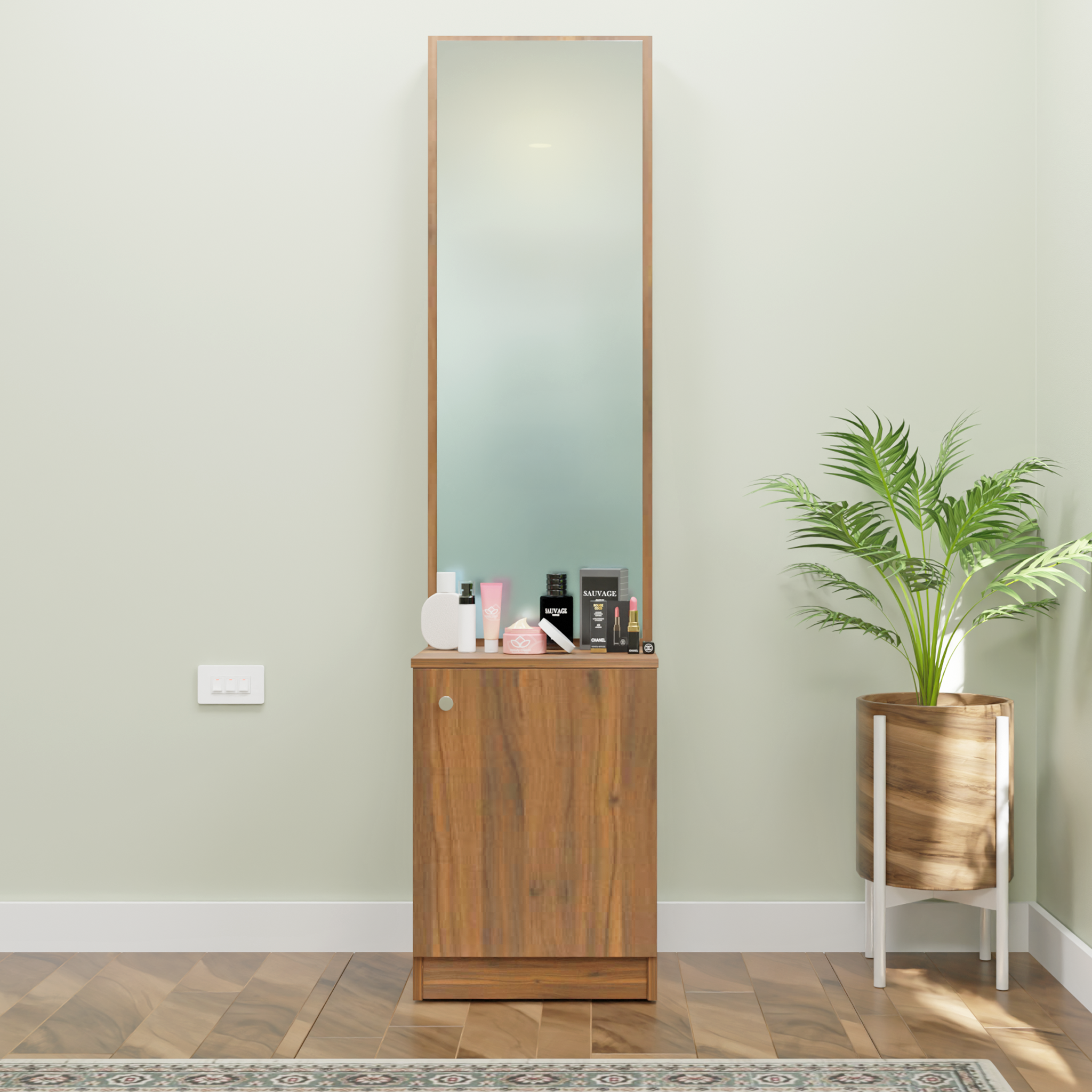 Dressing Table with Mirror Door | Shelves Dressing Table VIKI FURNITURE Walnut