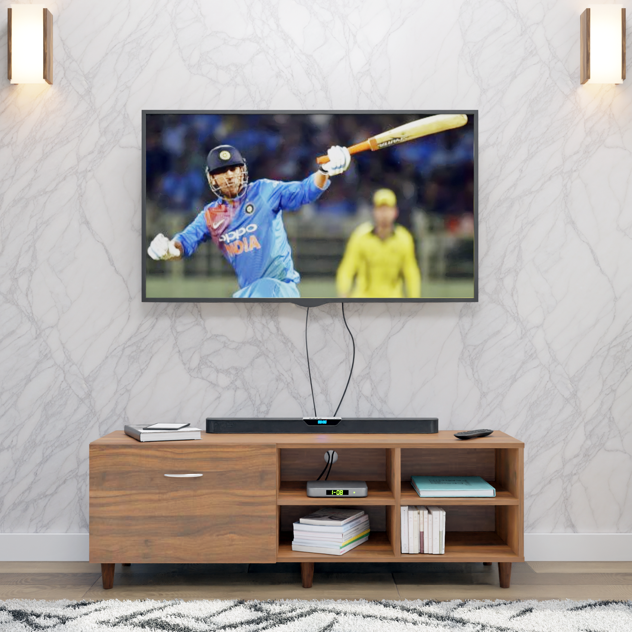 TV Unit | 1 Drawer, Open Shelves | Single Color TV & Entertainment Unit VIKI FURNITURE