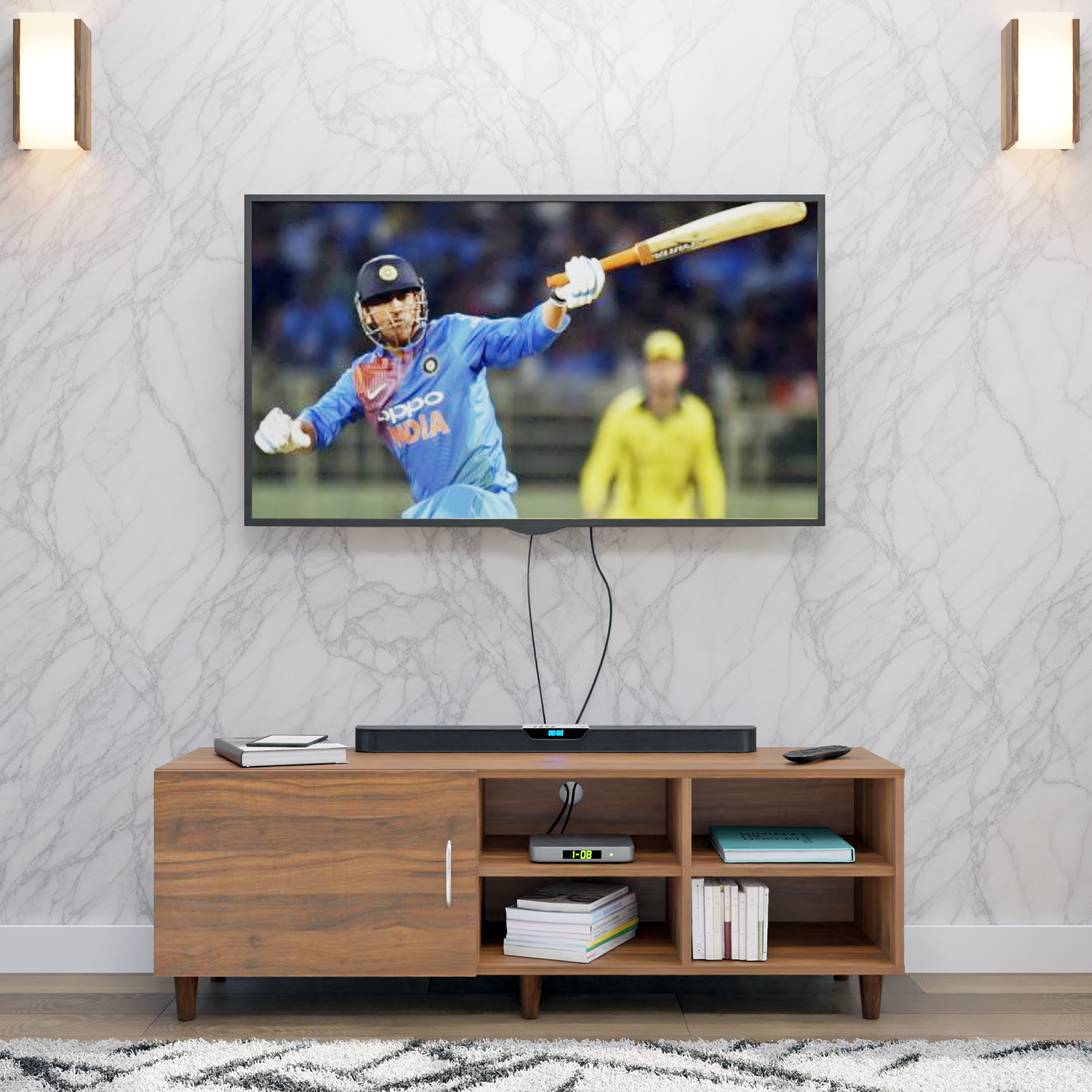 TV Unit | 1 Door, Open Shelves | Single Color TV & Entertainment Unit VIKI FURNITURE