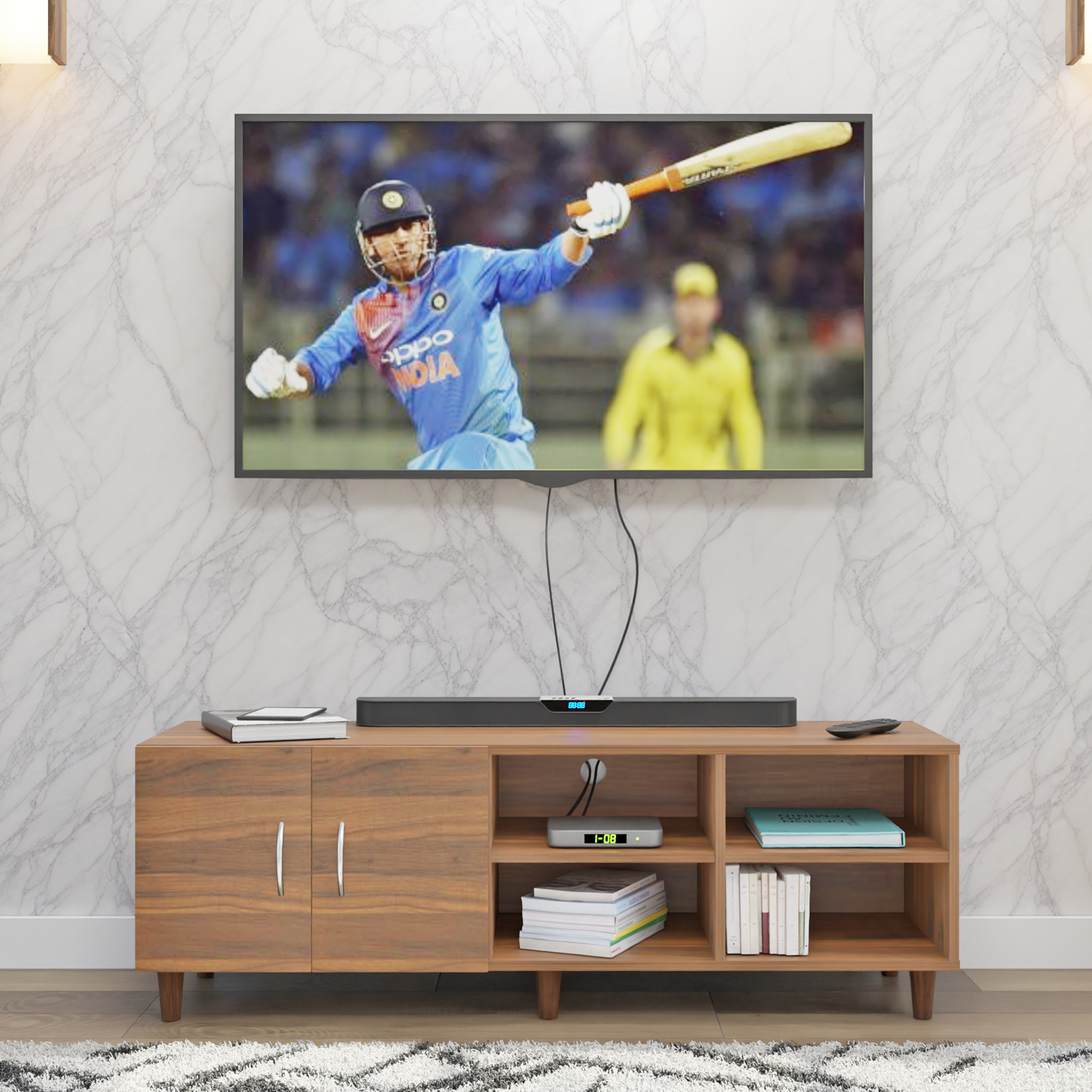 TV Unit | 2 Door, Open Shelves | Single Color TV & Entertainment Unit VIKI FURNITURE