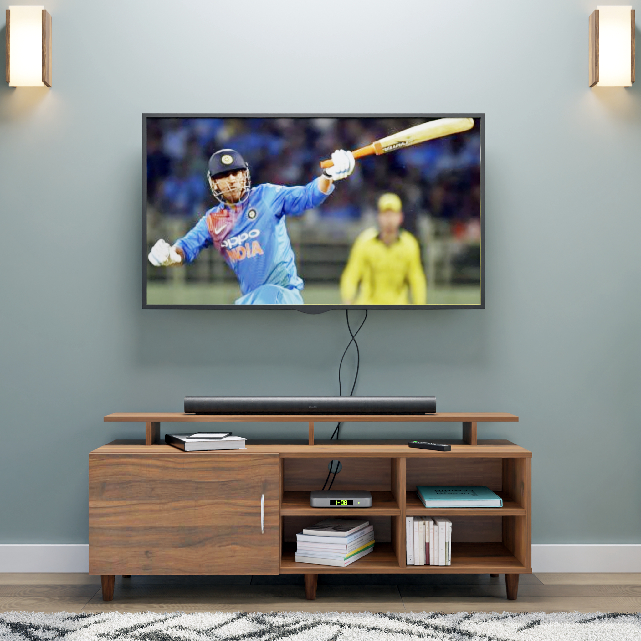 TV Unit | 1 Door, Open Shelves & Extension | Single Color TV & Entertainment Unit VIKI FURNITURE