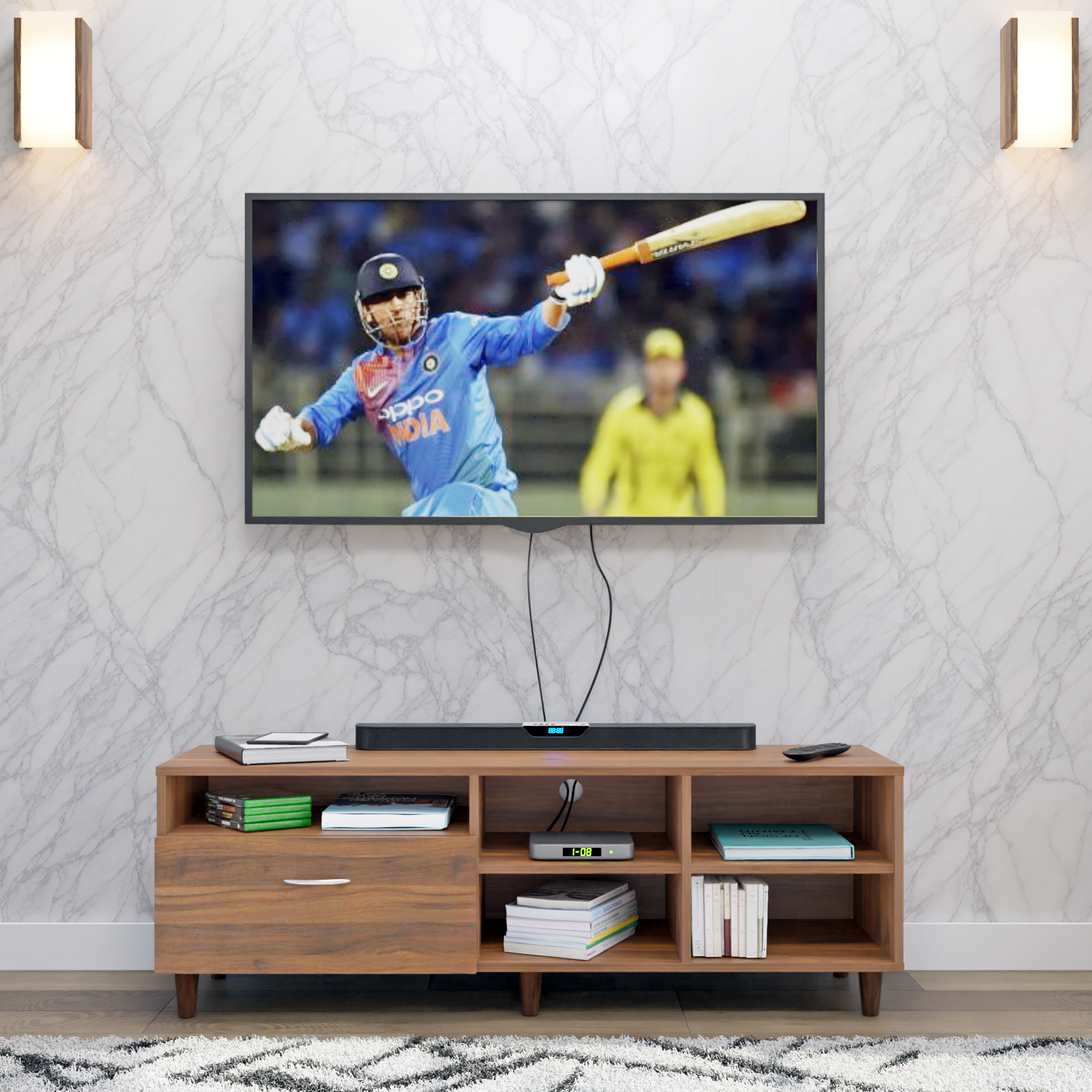 TV Unit | 1 Drawer, Shelf, Open Shelves | Single Color TV & Entertainment Unit VIKI FURNITURE