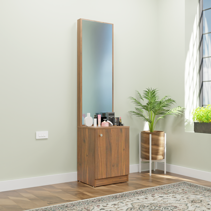 Dressing Table with Mirror Door | Shelves Dressing Table VIKI FURNITURE Brussel Walnut