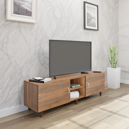 TV Unit | 2 Doors, Open Shelves | Single Color TV & Entertainment Unit VIKI FURNITURE