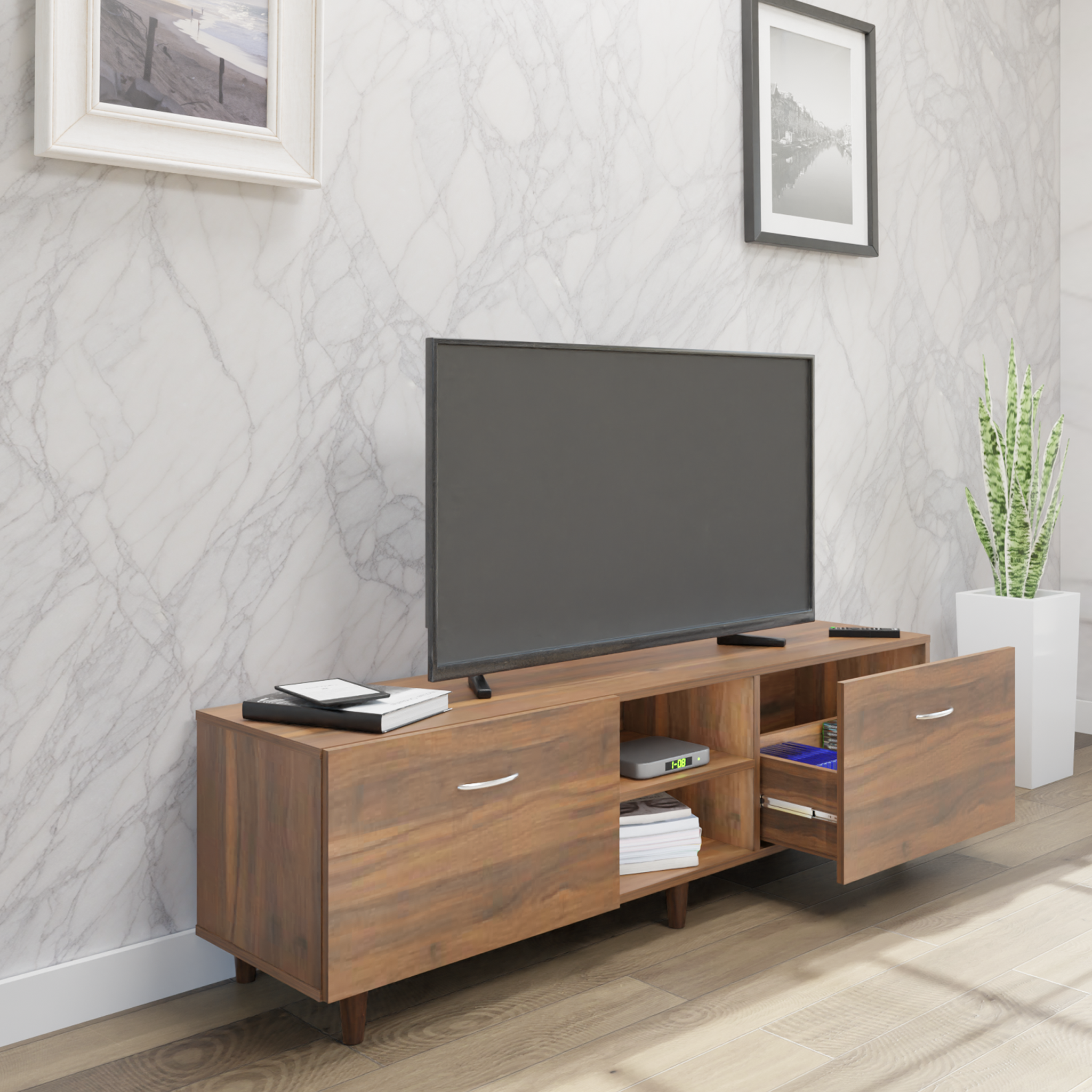 TV Unit | Drawers, Open Shelf | Single Color TV & Entertainment Unit VIKI FURNITURE